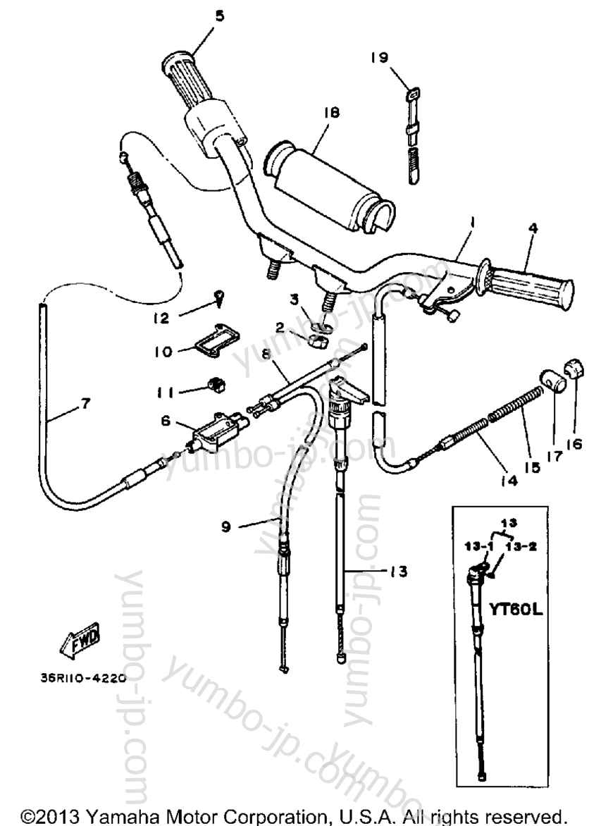 Handlebar-Cable for ATVs YAMAHA YT60L 1984 year