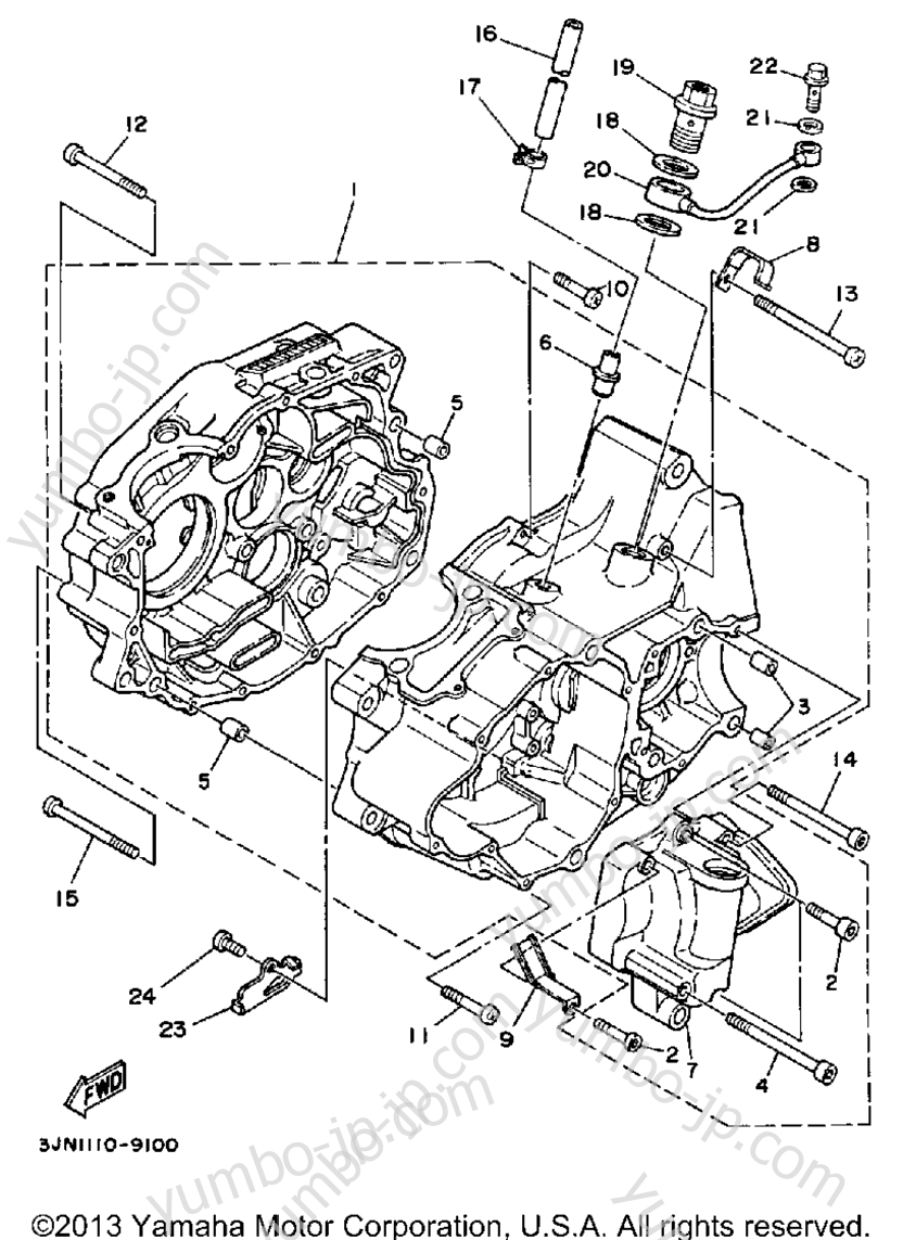 Крышка картера для квадроциклов YAMAHA PRO-4 PRO HAULER W-TURF TIRES (YFU1TW) 1989 г.