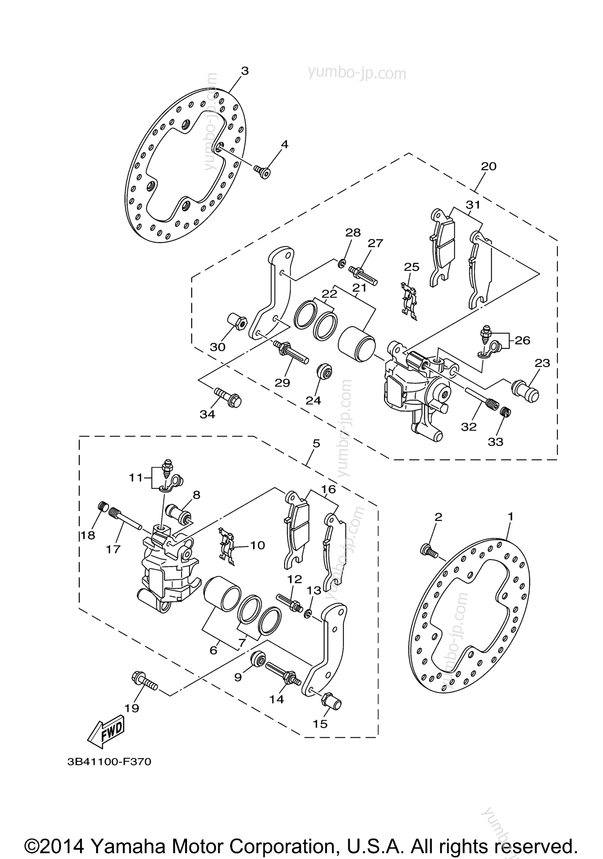 REAR BRAKE CALIPER для квадроциклов YAMAHA GRIZZLY 700 EPS 4WD (YFM7FGPBL) 2012 г.