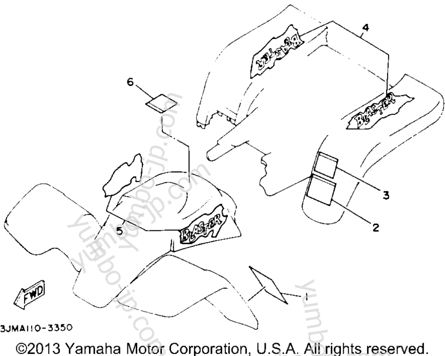 Emblem Label 1 для квадроциклов YAMAHA BLASTER (YFS200E_MN) 1993 г.