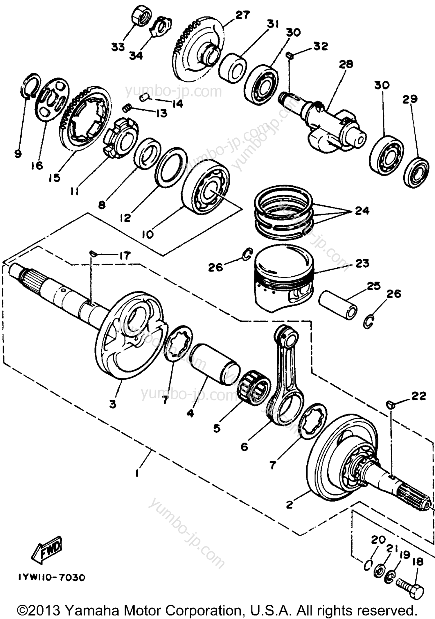 Crankshaft - Piston для квадроциклов YAMAHA BIG BEAR 4WD (YFM350FWD_) 1992 г.