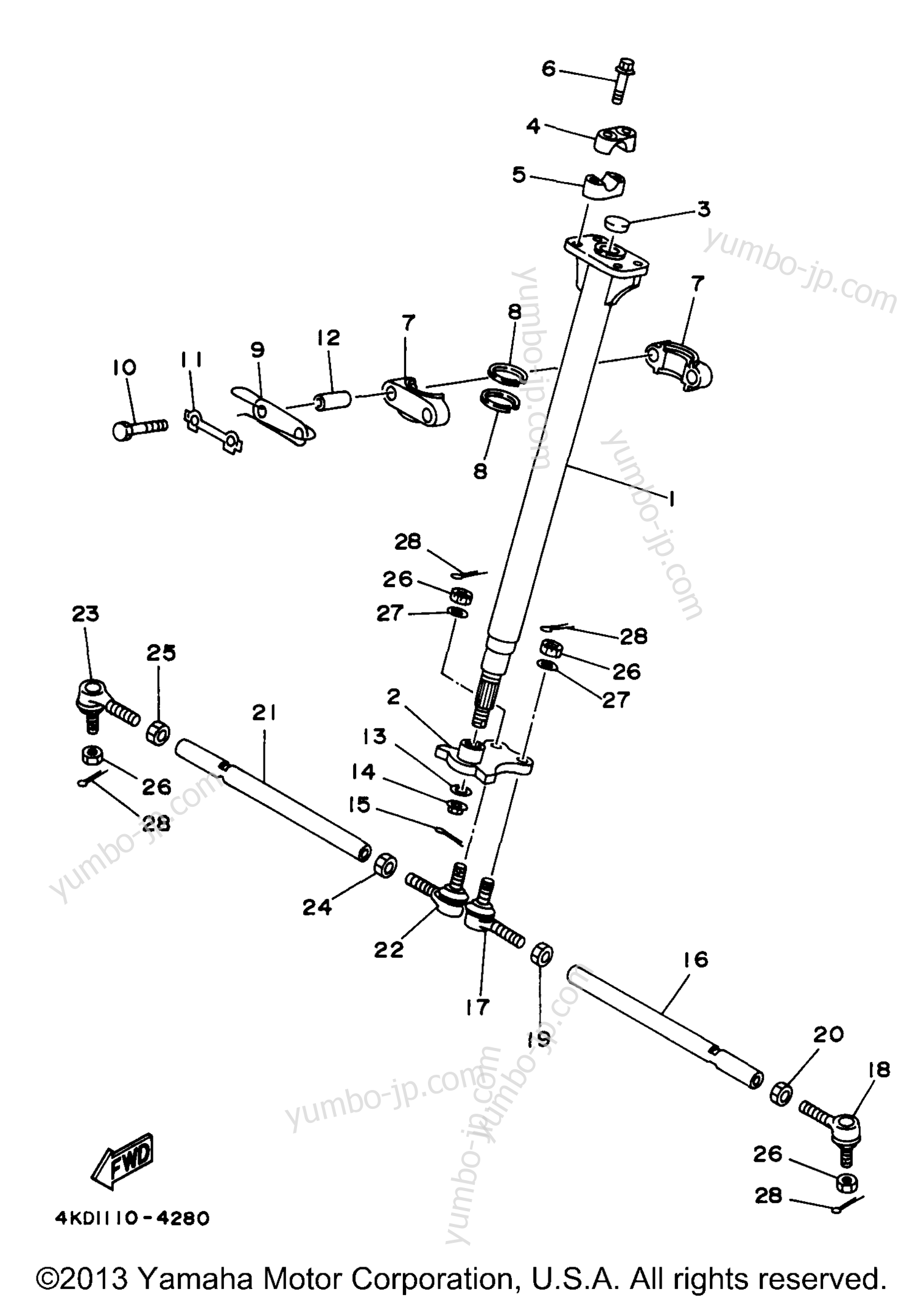 Steering для квадроциклов YAMAHA TIMBERWOLF 2WD (YFB250FWJ_) 1997 г.