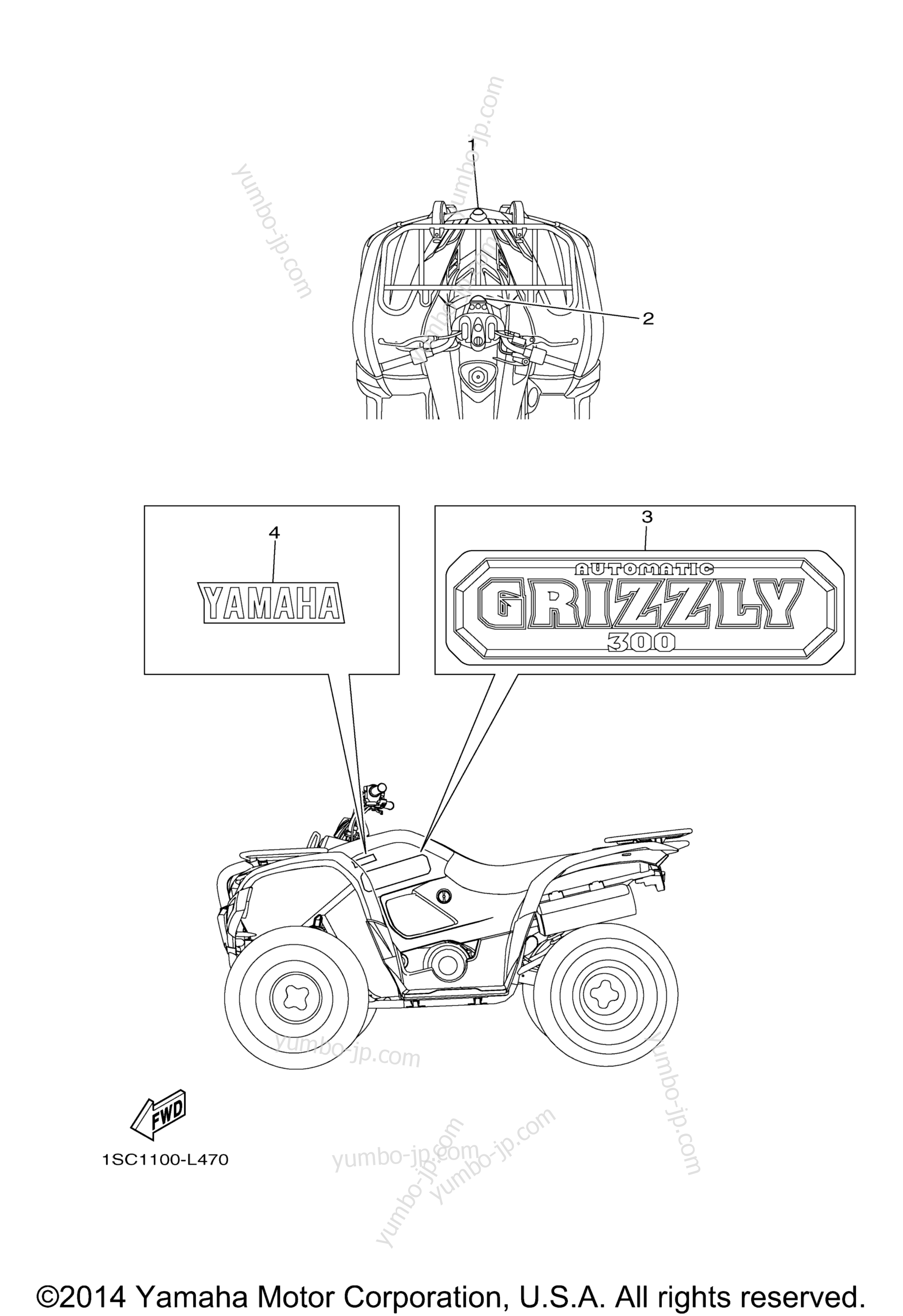 Graphics for ATVs YAMAHA GRIZZLY 300 (YFM30GDR) 2013 year