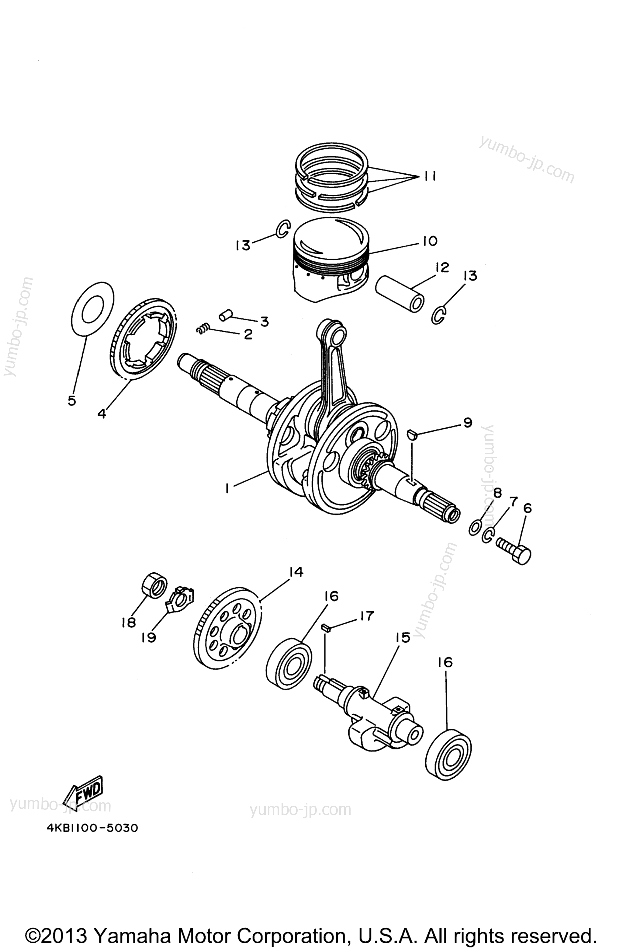Crankshaft - Piston для квадроциклов YAMAHA WOLVERINE 4WD (YFM350FXH) 1996 г.