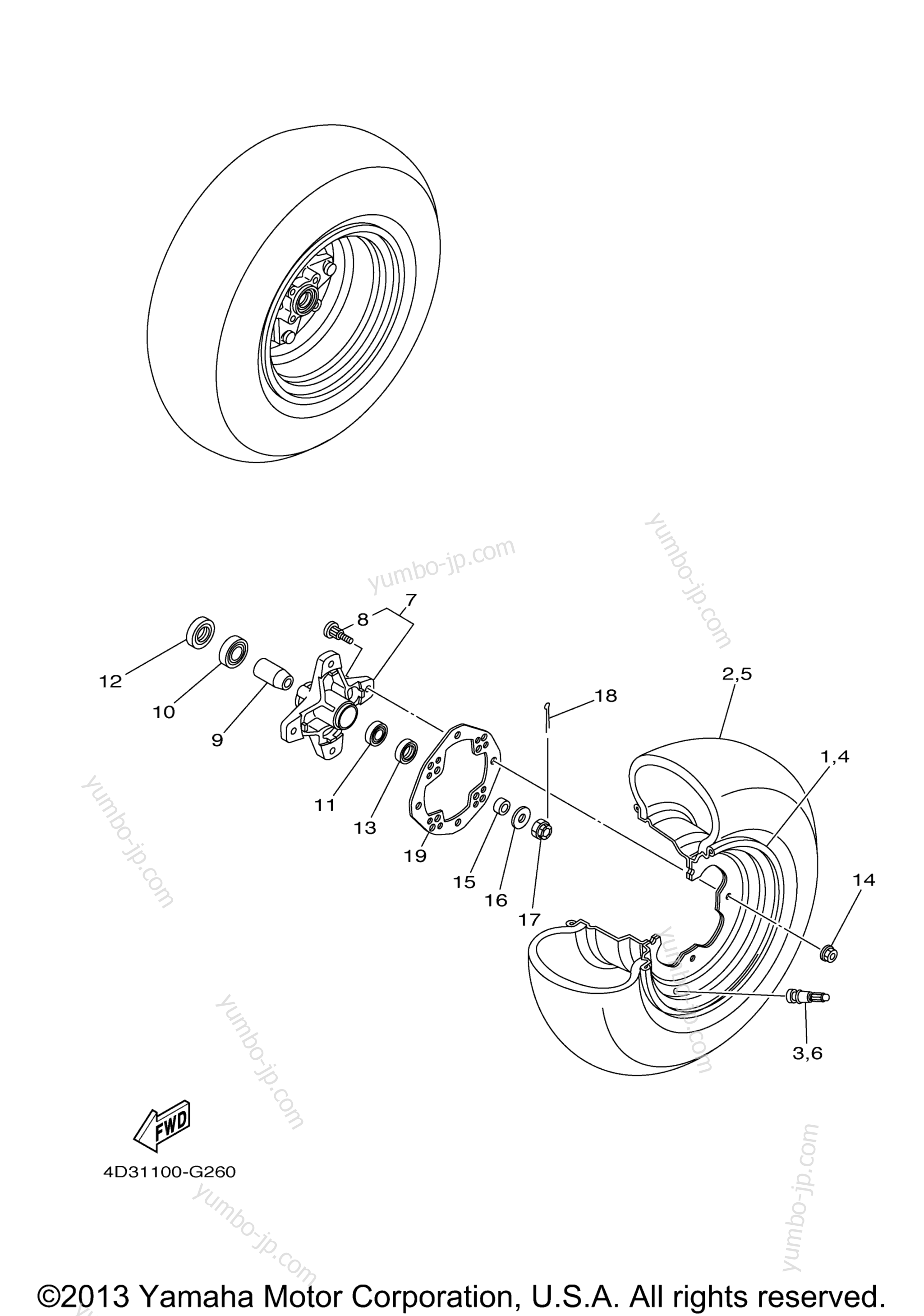 FRONT WHEEL for ATVs YAMAHA RAPTOR 250 SPECIAL EDITION (YFM25RSEY) 2009 year