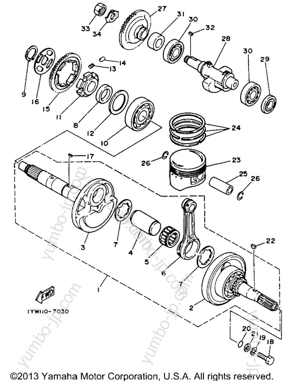Crankshaft - Piston для квадроциклов YAMAHA BIG BEAR 4WD (YFM350FWE_) 1993 г.