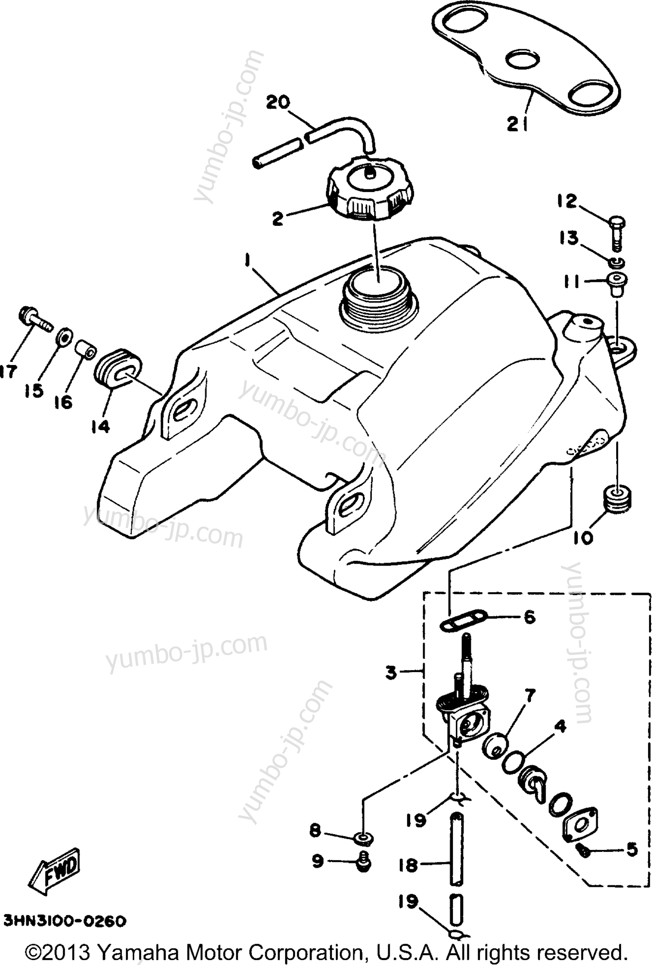 Топливный бак для квадроциклов YAMAHA BIG BEAR 4WD (YFM350FWD_) 1992 г.