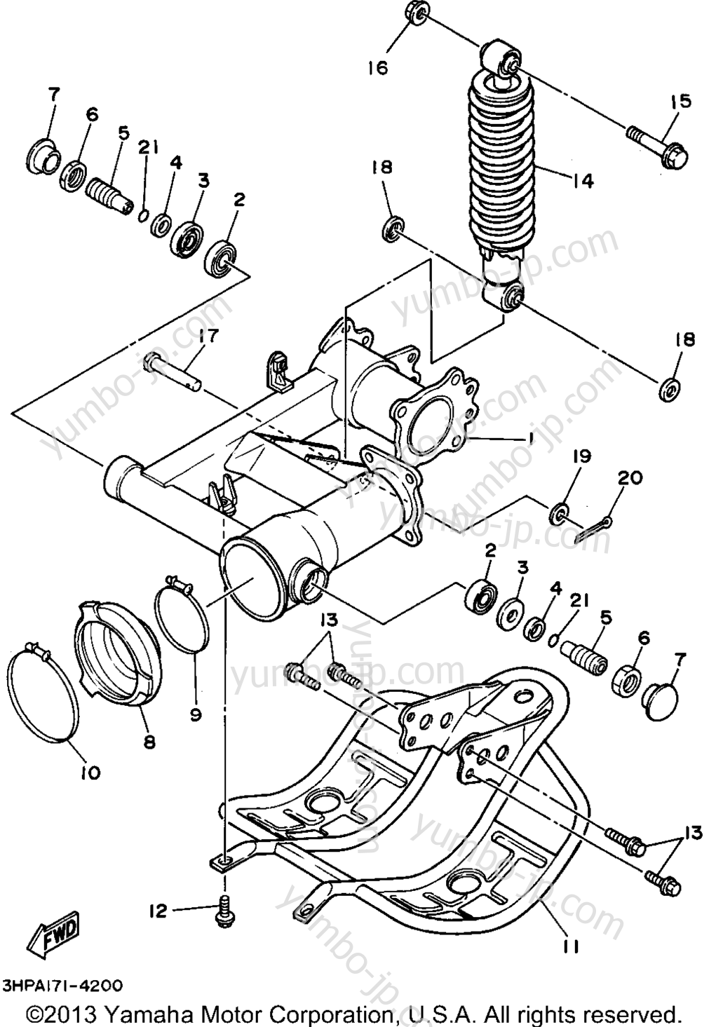 Rear Arm - Suspension для квадроциклов YAMAHA MOTO-4 (YFM350ERG) 1995 г.