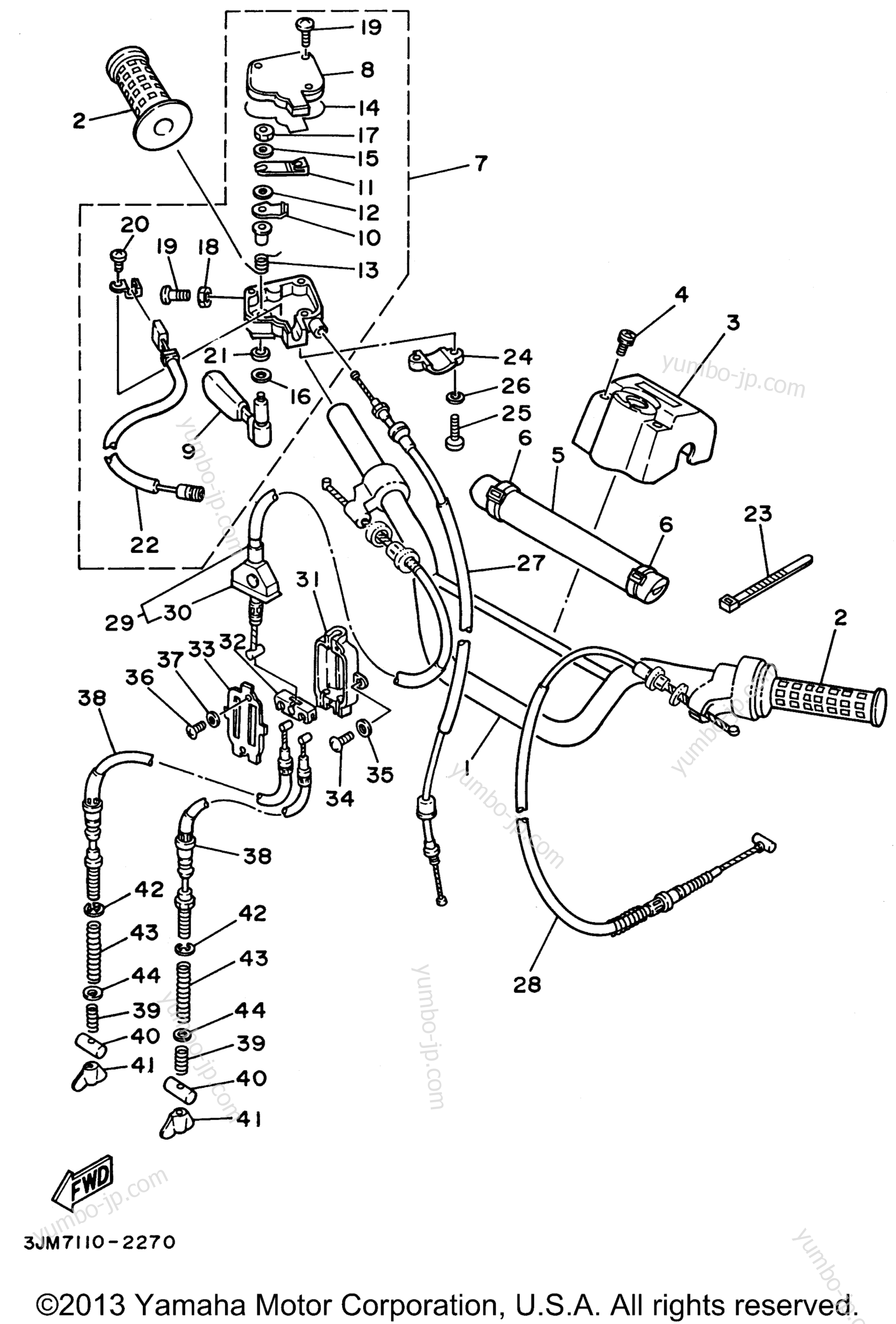 Steering Handle Cable для квадроциклов YAMAHA BLASTER (YFS200H_MN) 1996 г.