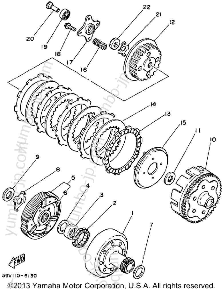 CLUTCH for ATVs YAMAHA MOTO-4 (YFM225T) 1987 year