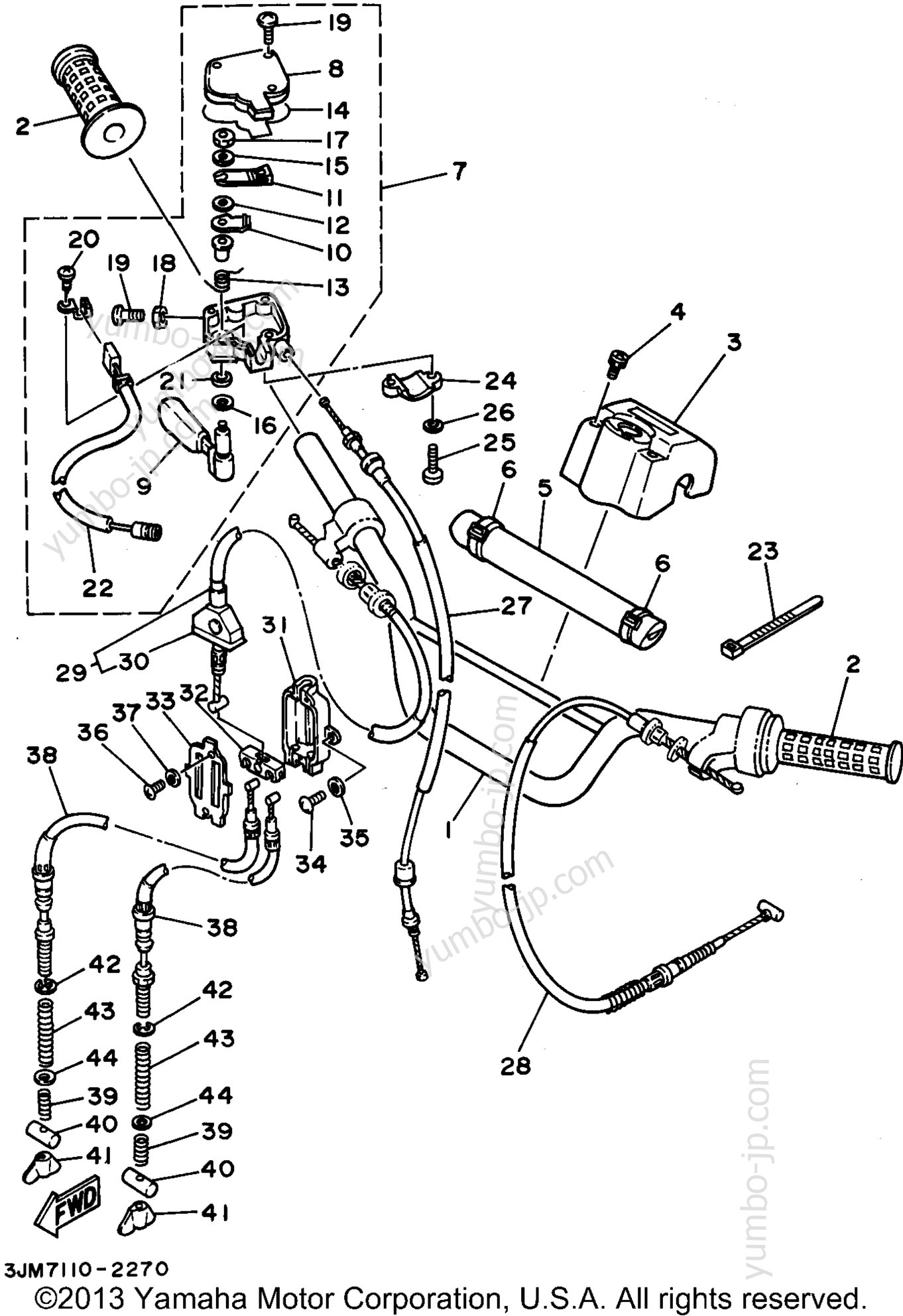 Steering Handle Cable для квадроциклов YAMAHA BLASTER (YFS200G_MN) 1995 г.