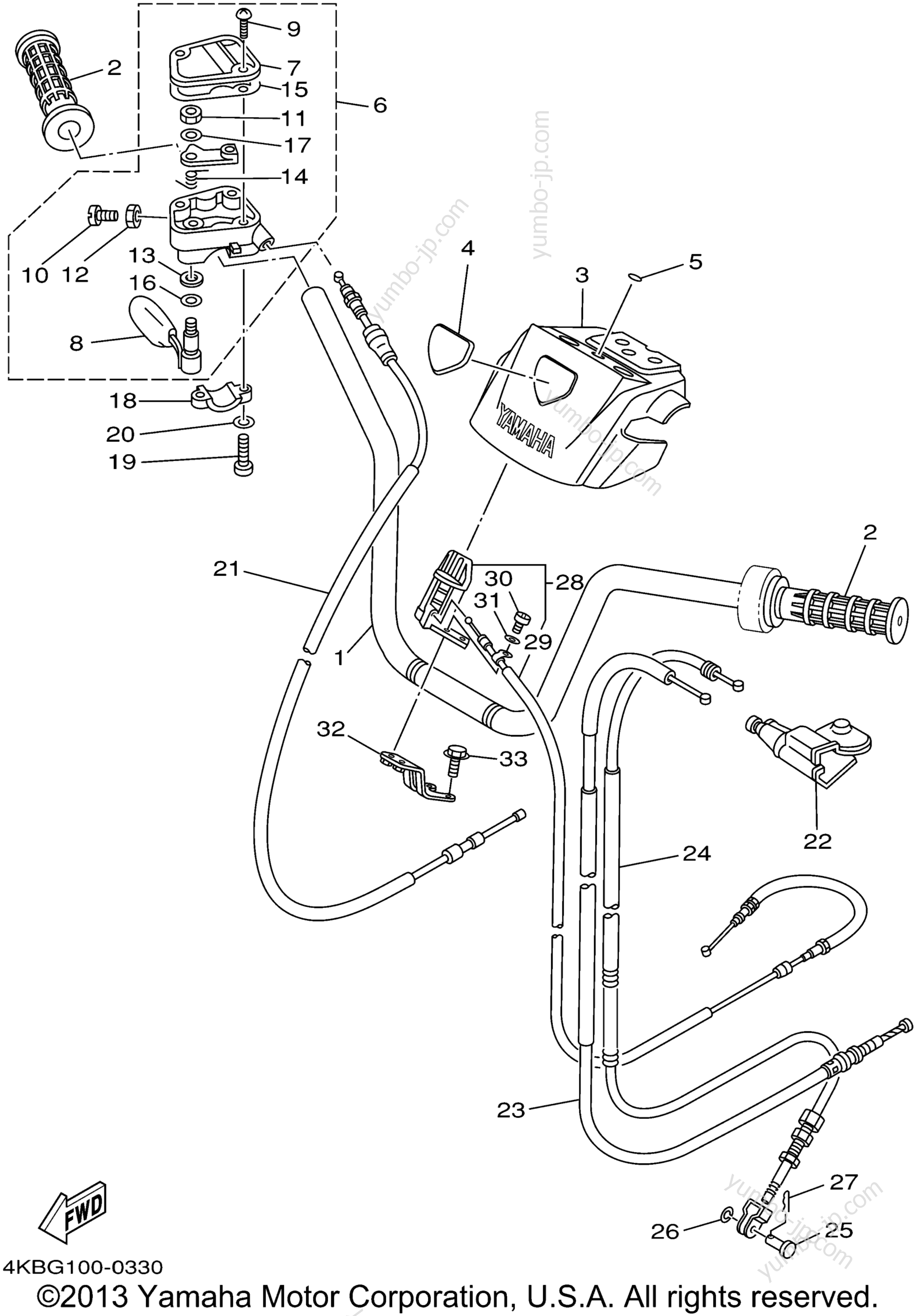 Steering Handle. Cable для квадроциклов YAMAHA WOLVERINE (YFM350FXP) 2002 г.