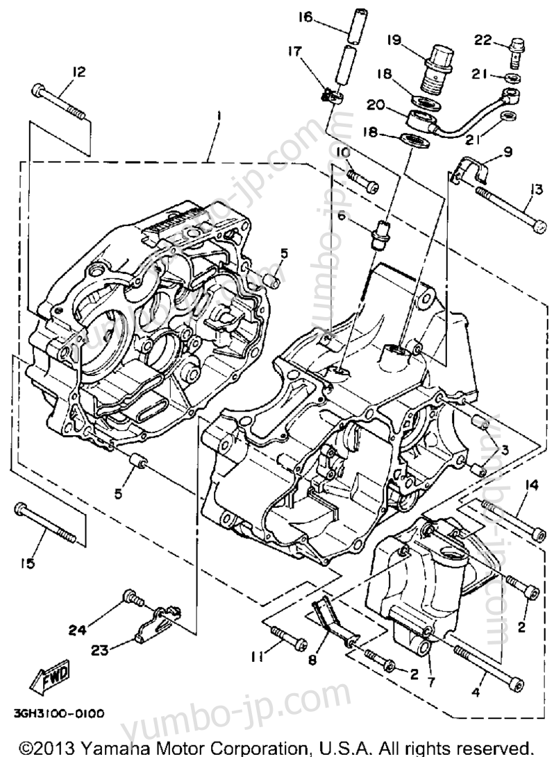 CRANKCASE for ATVs YAMAHA MOTO-4 (YFM250A) 1990 year