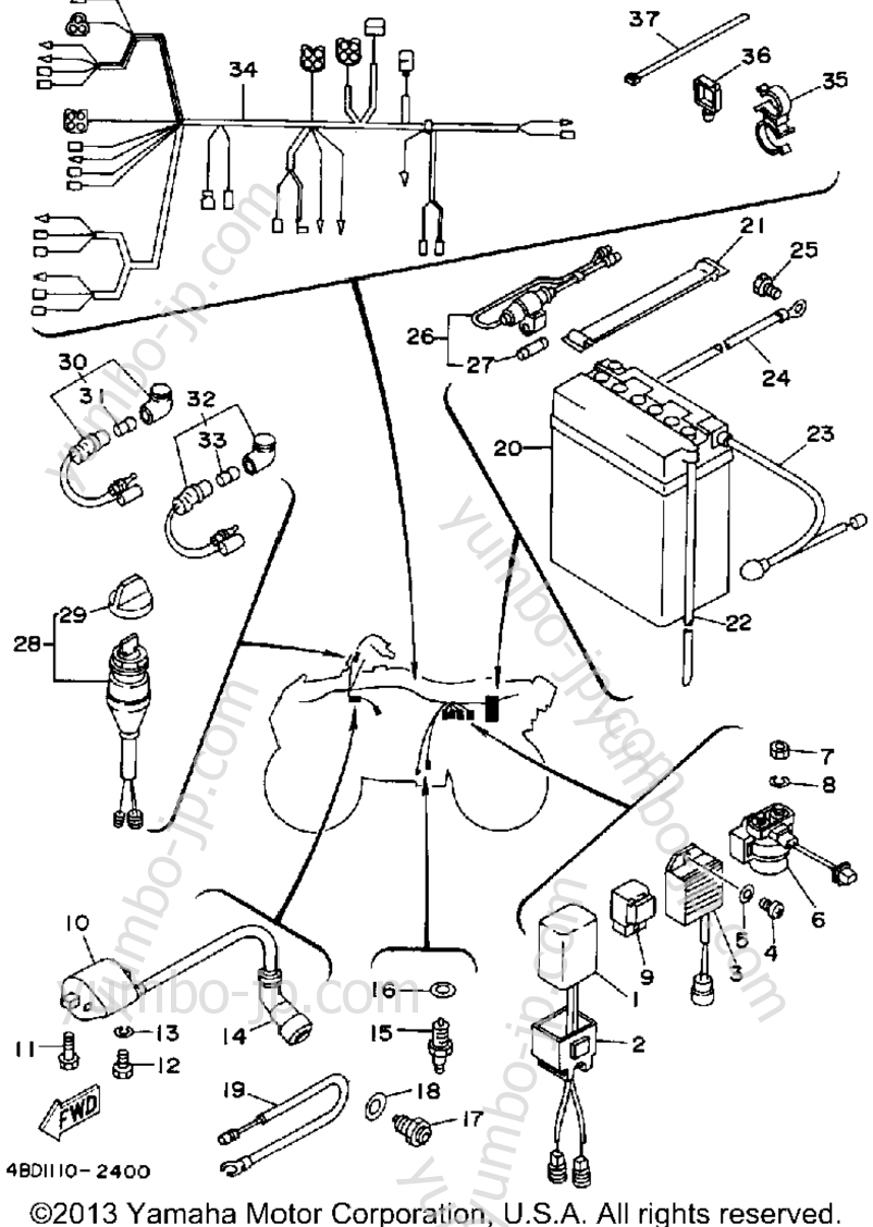 Electrical 1 для квадроциклов YAMAHA TIMBERWOLF 2WD (YFB250D) 1992 г.