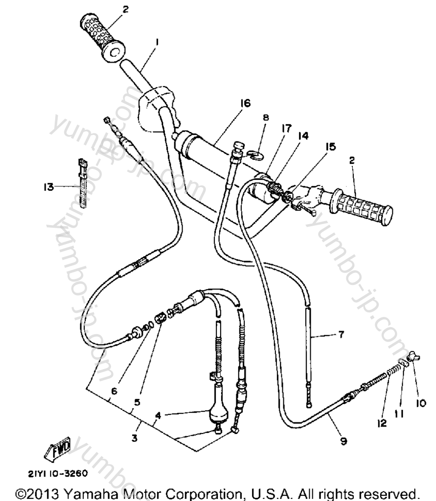 Handlebar - Cable для квадроциклов YAMAHA YT125L 1984 г.