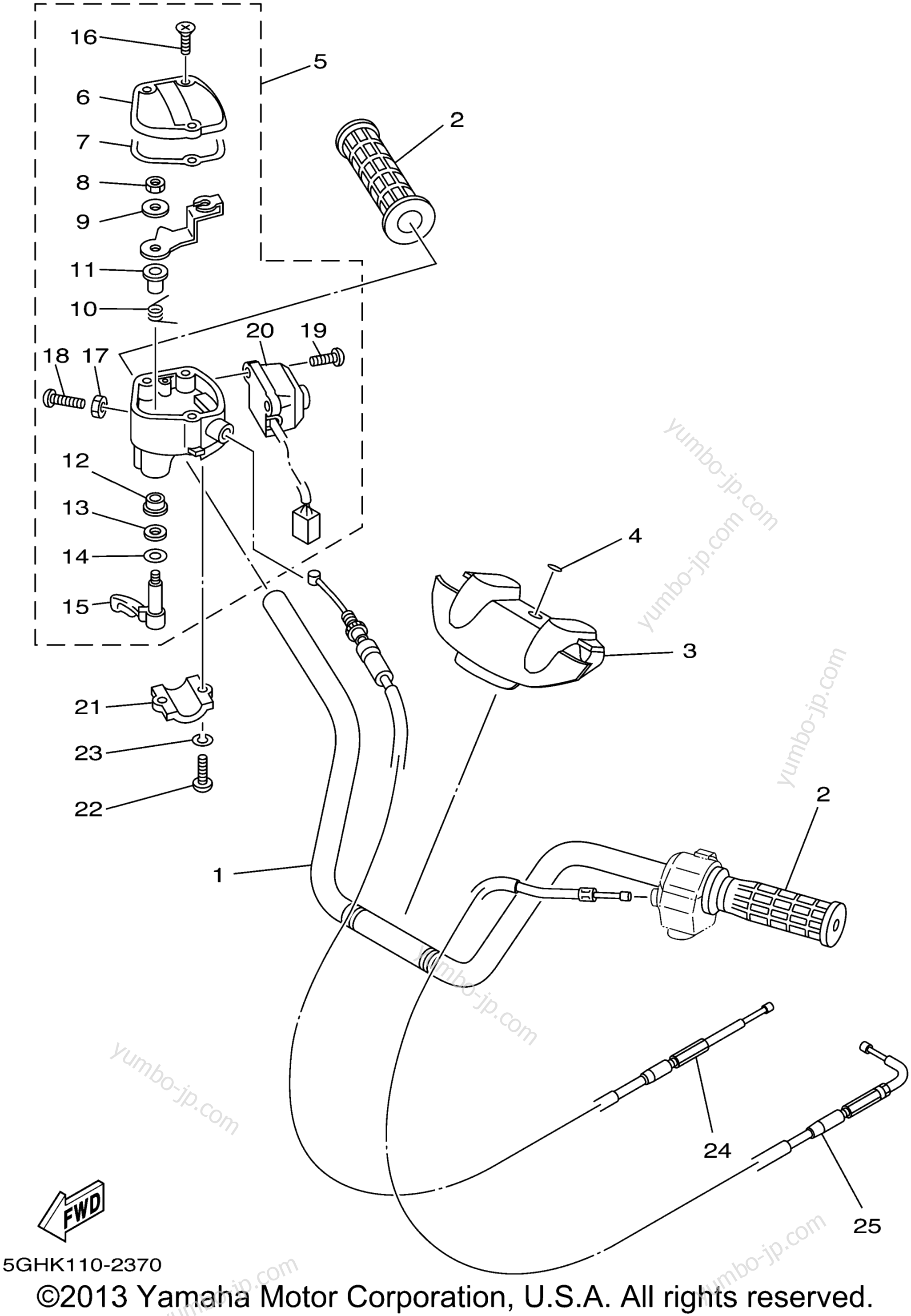 Steering Handle Cable для квадроциклов YAMAHA KODIAK 4WD (YFM400FAP) 2002 г.