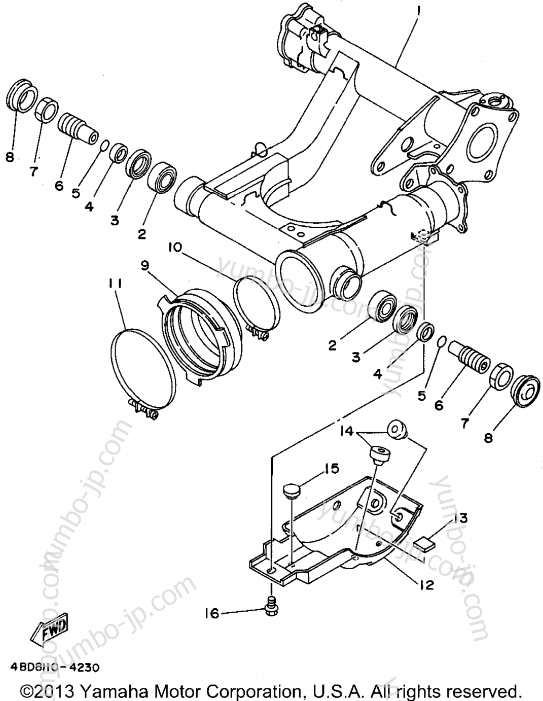 REAR ARM для квадроциклов YAMAHA TIMBERWOLF 2WD (YFB250F) 1994 г.