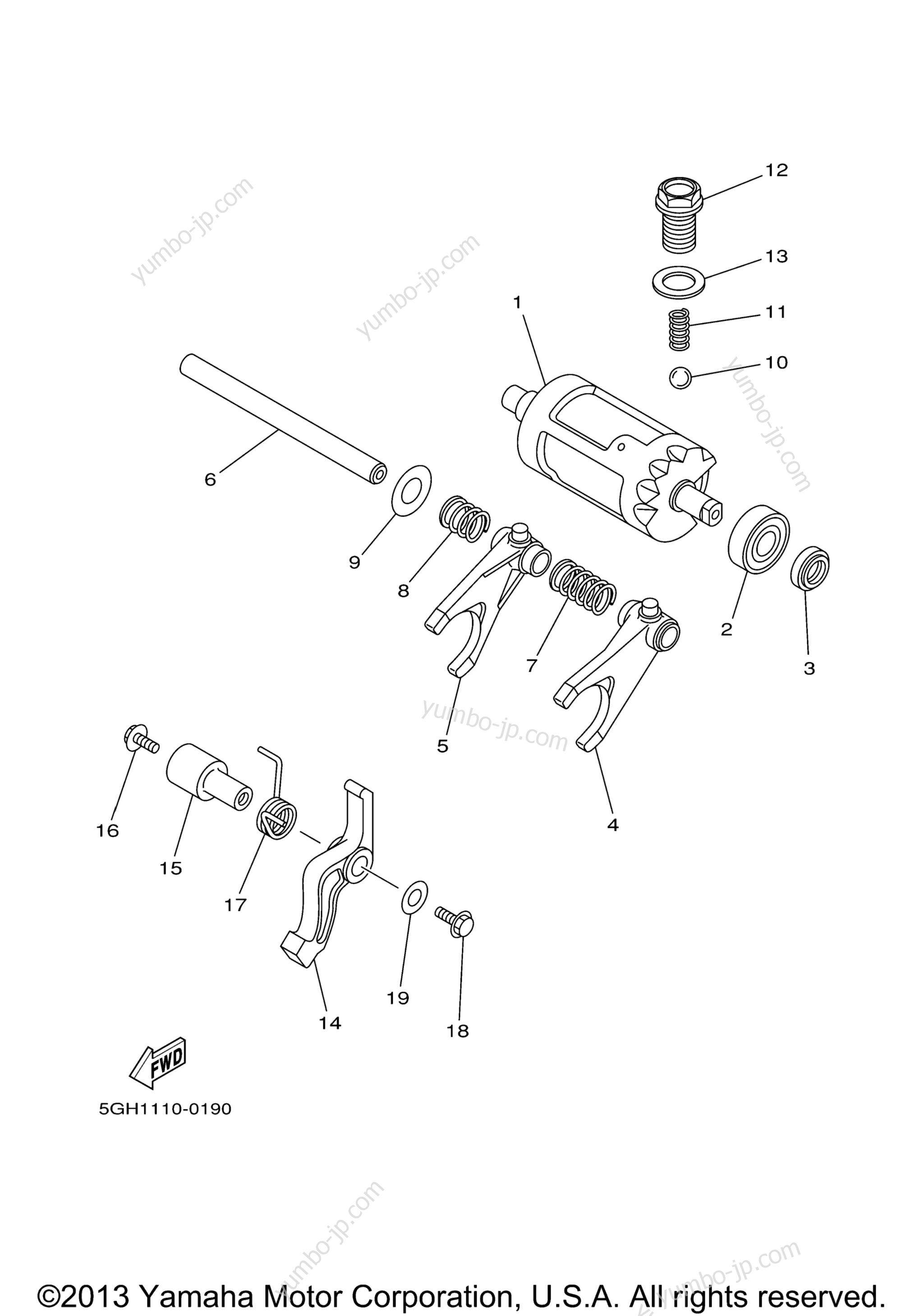 Shift Cam Fork для квадроциклов YAMAHA GRIZZLY 450 EPS HUNTING (YFM450PHEH) 2014 г.