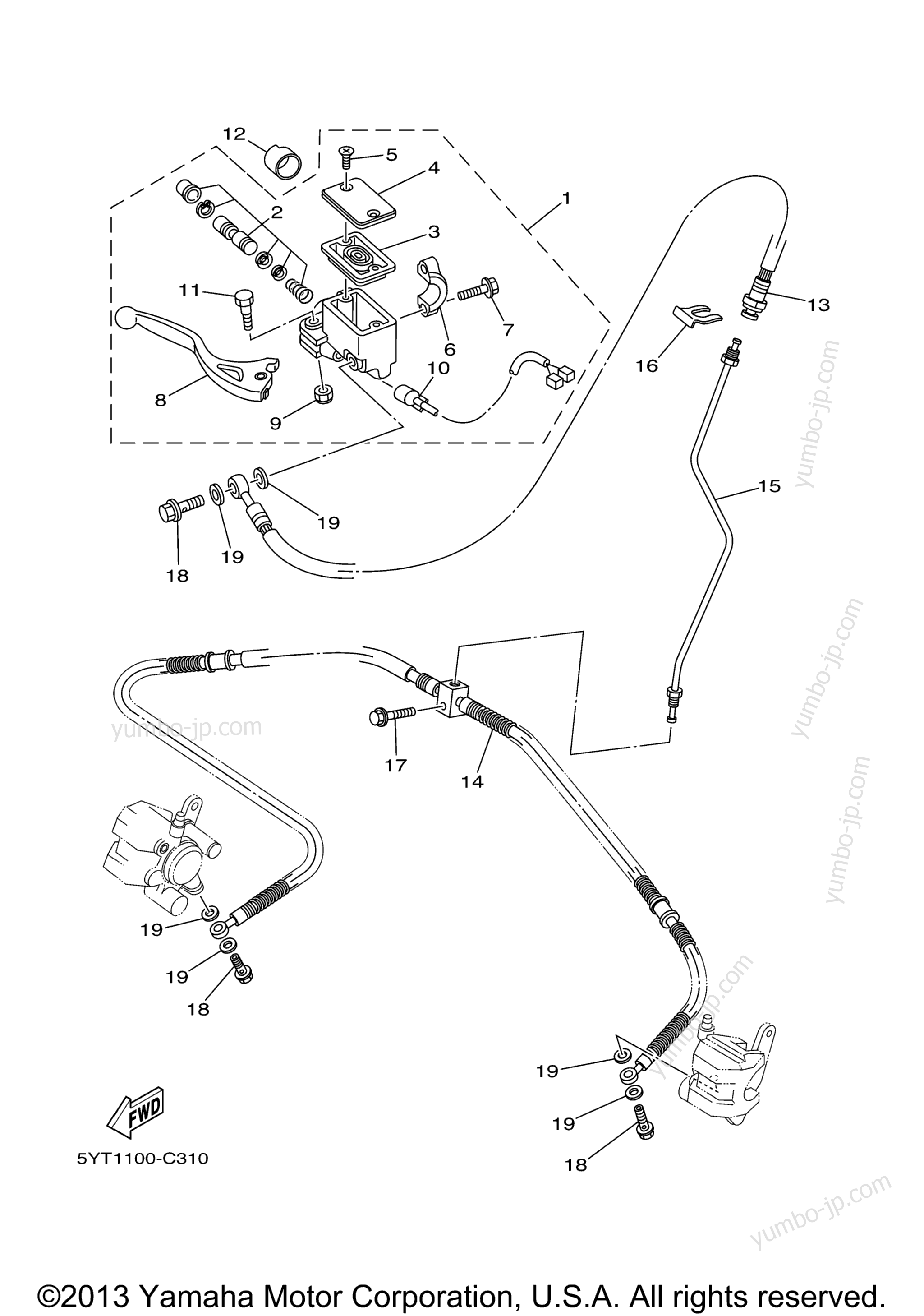 FRONT MASTER CYLINDER for ATVs YAMAHA RAPTOR 350 (YFM35RW) 2007 year