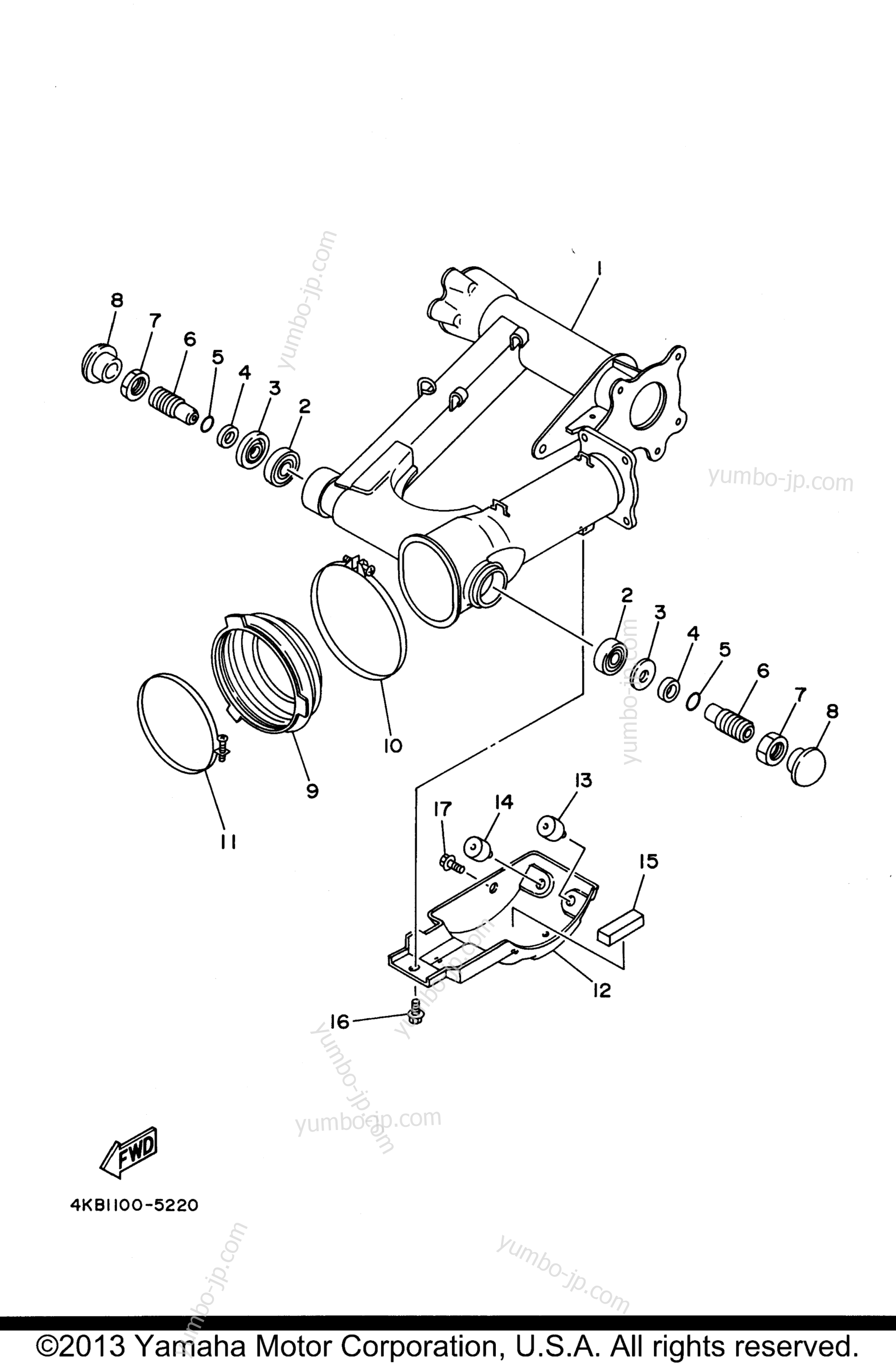 REAR ARM для квадроциклов YAMAHA WOLVERINE 4WD (YFM350FXH_) 1996 г.