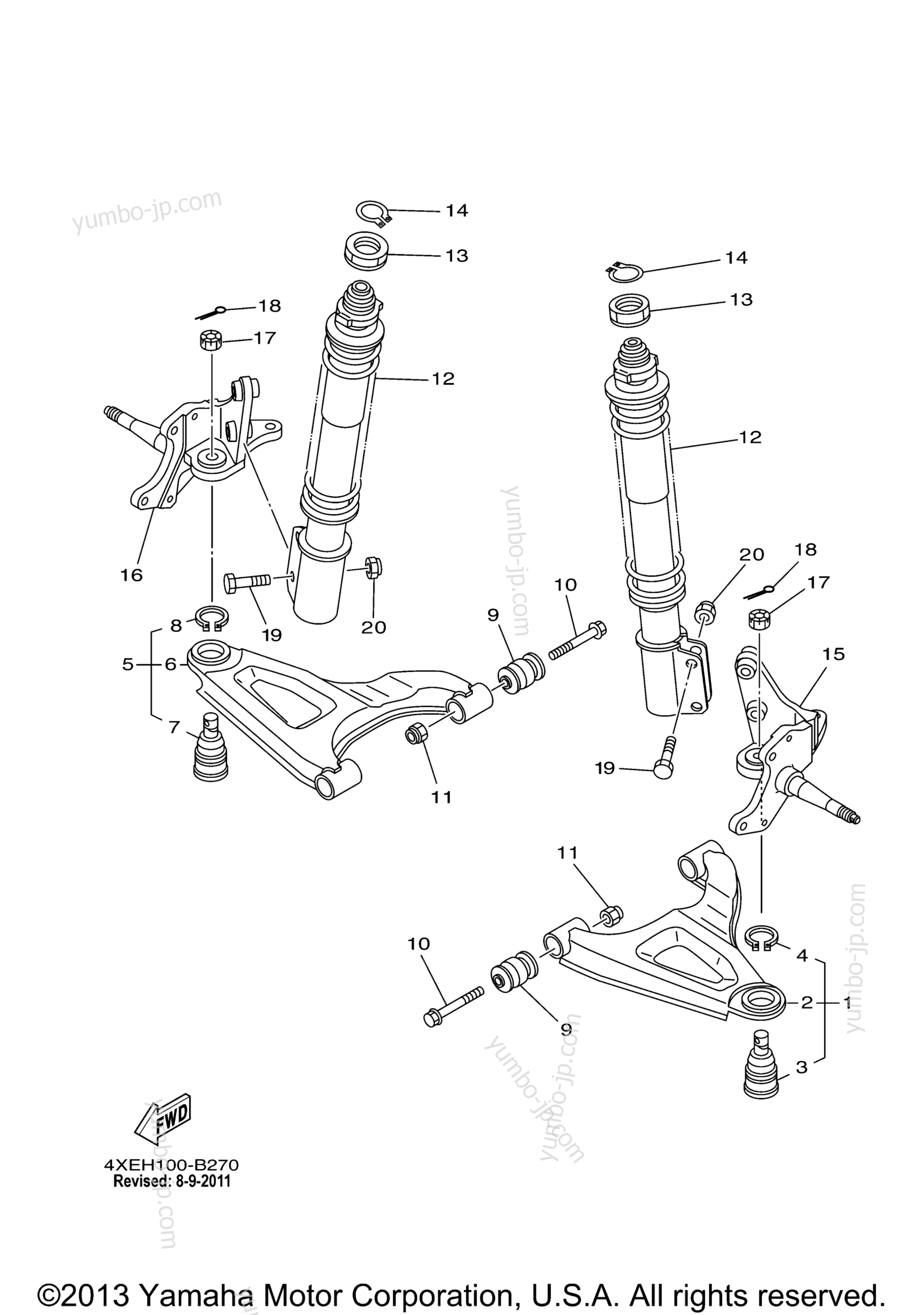 Front Suspension Wheel для квадроциклов YAMAHA BRUIN 250 2WD (YFM25BV) 2006 г.