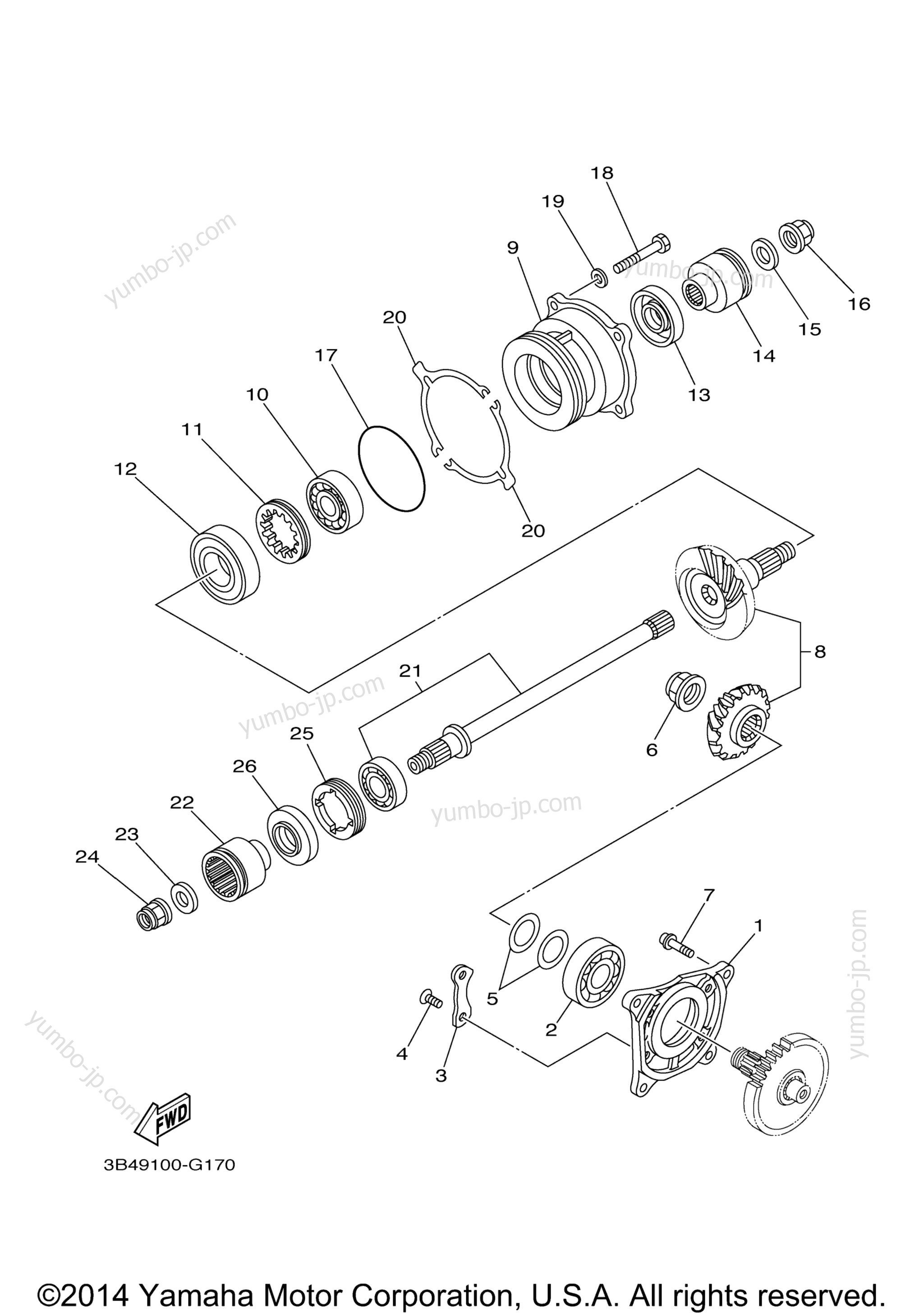 Middle Drive Gear for ATVs YAMAHA GRIZZLY 550 4WD HUNTER (YFM5FGHB) 2012 year