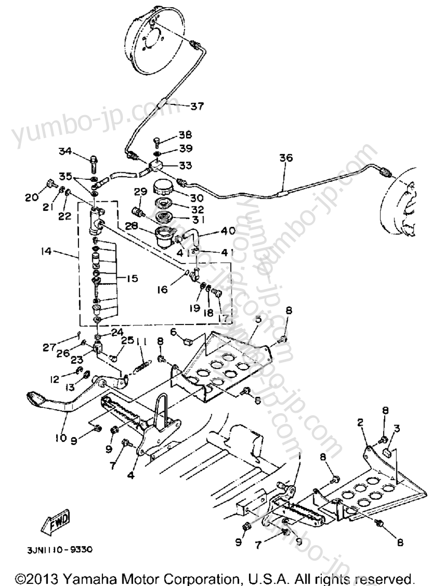 Stand - Footrest для квадроциклов YAMAHA PRO-4 PRO HAULER W-TURF TIRES (YFU1TW) 1989 г.