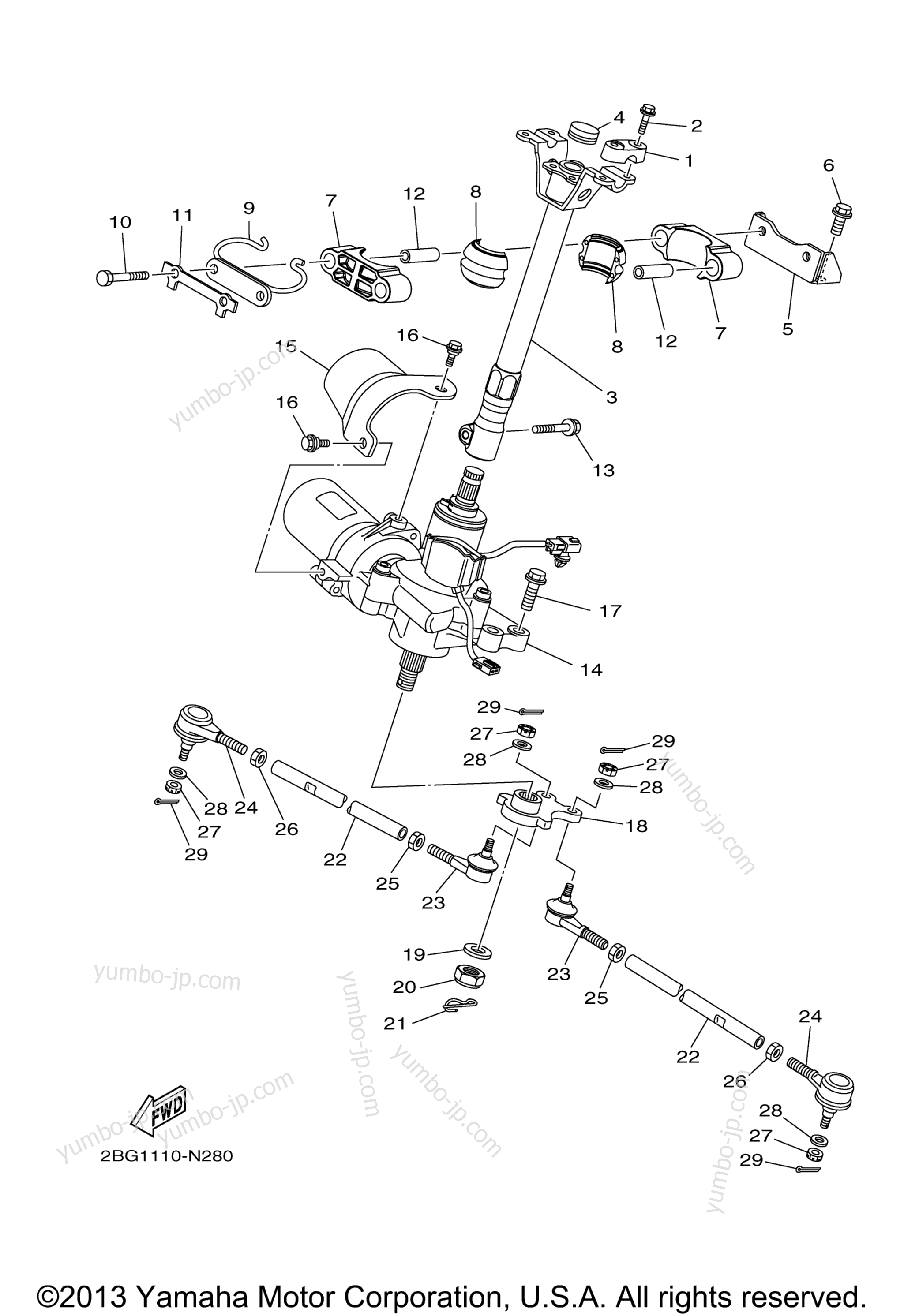 Steering для квадроциклов YAMAHA GRIZZLY 700 FI EPS (YFM700PEG) 2014 г.