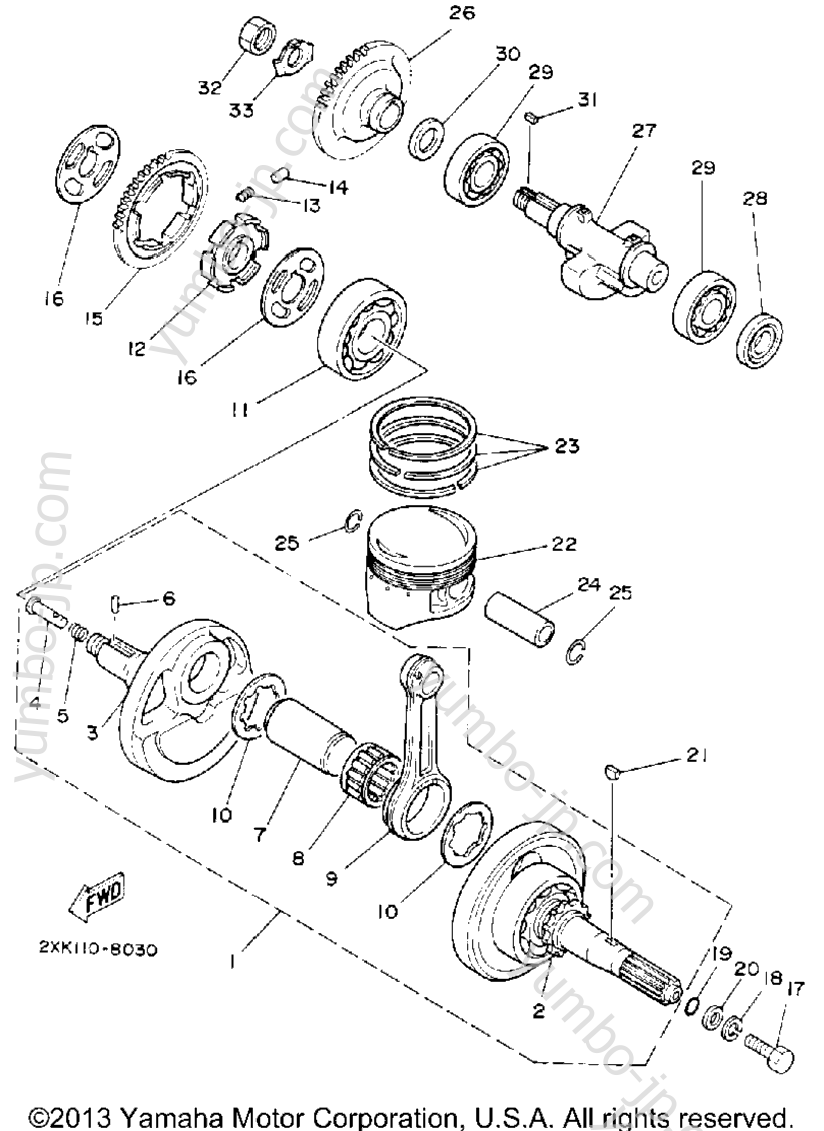 Crankshaft-Piston для квадроциклов YAMAHA WARRIOR (YFM350XD) 1992 г.