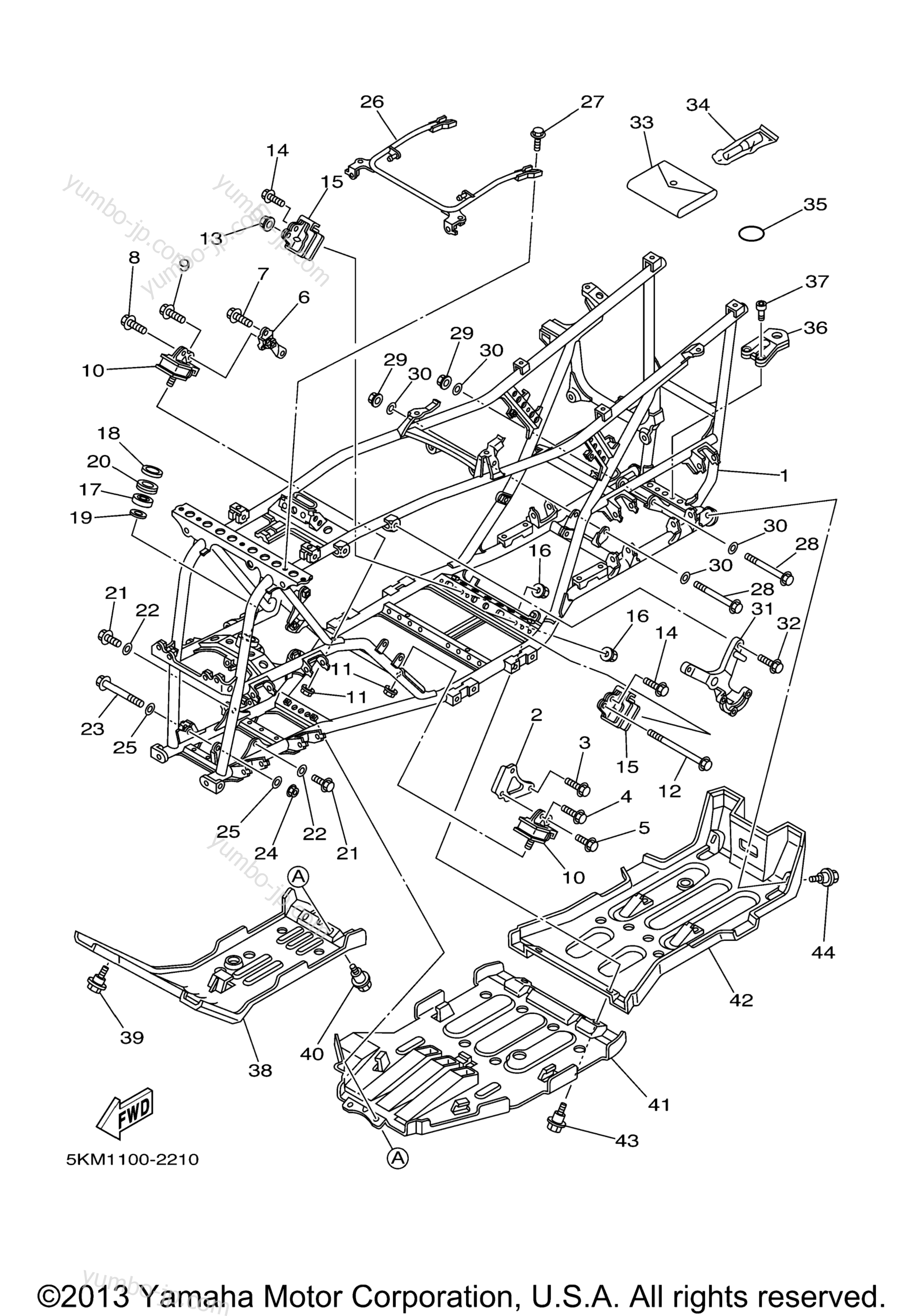 FRAME for ATVs YAMAHA GRIZZLY 660 HUNTER WETLAND (YFM66FAHWT) 2005 year