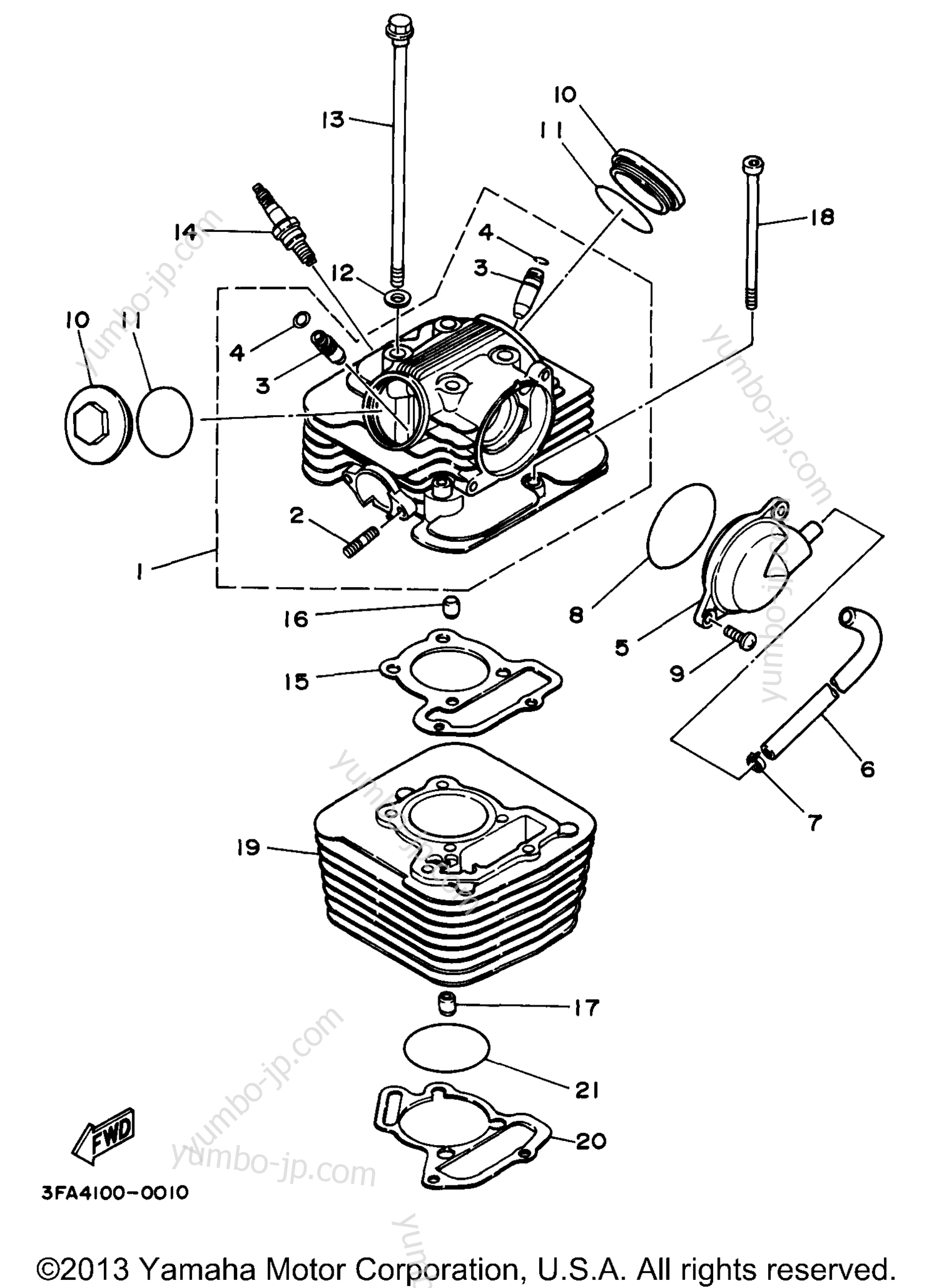 CYLINDER HEAD for ATVs YAMAHA BREEZE (YFA1K) 1998 year