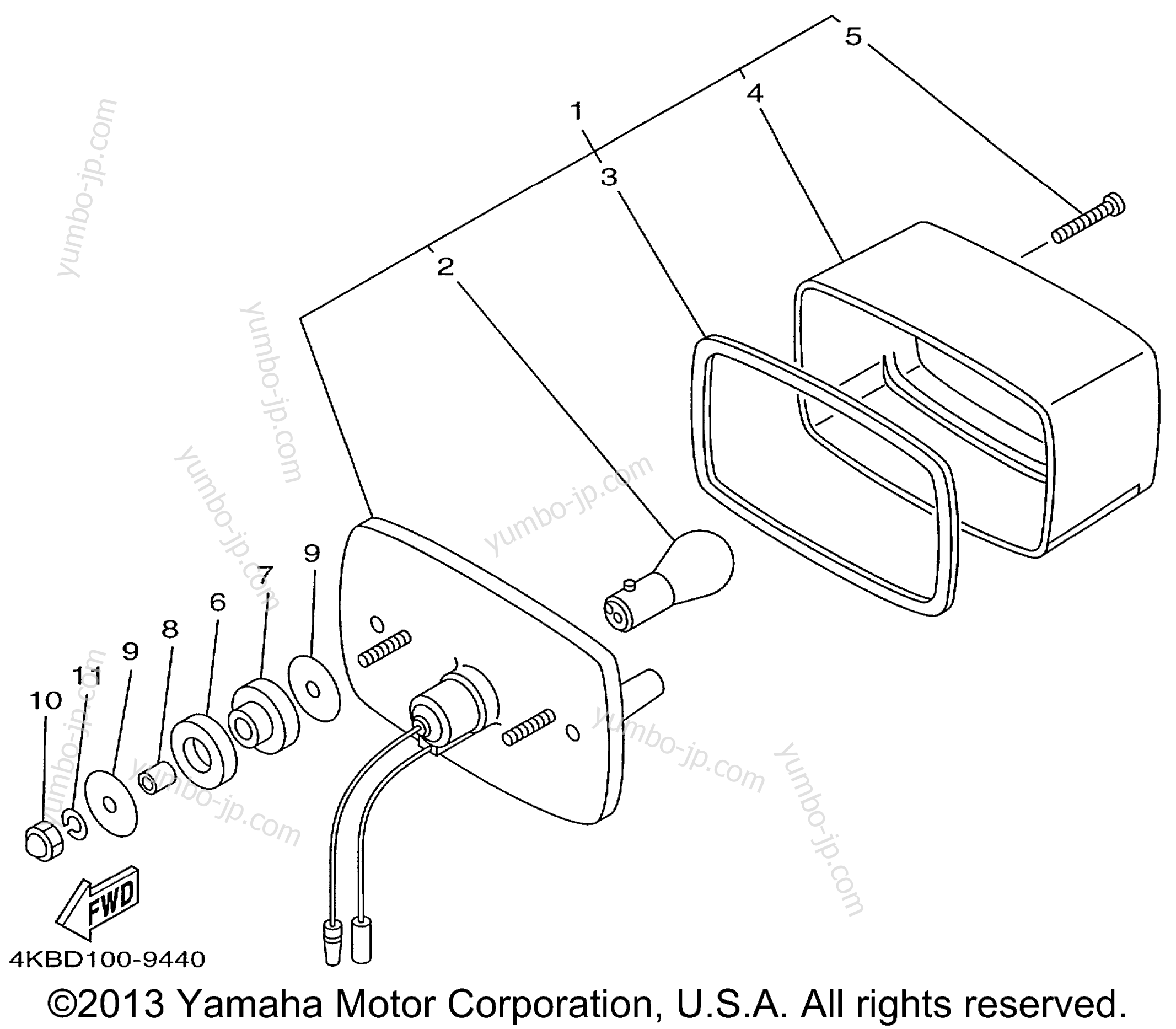 TAILLIGHT for ATVs YAMAHA WOLVERINE 4WD (YFM350FXLC) CA 1999 year