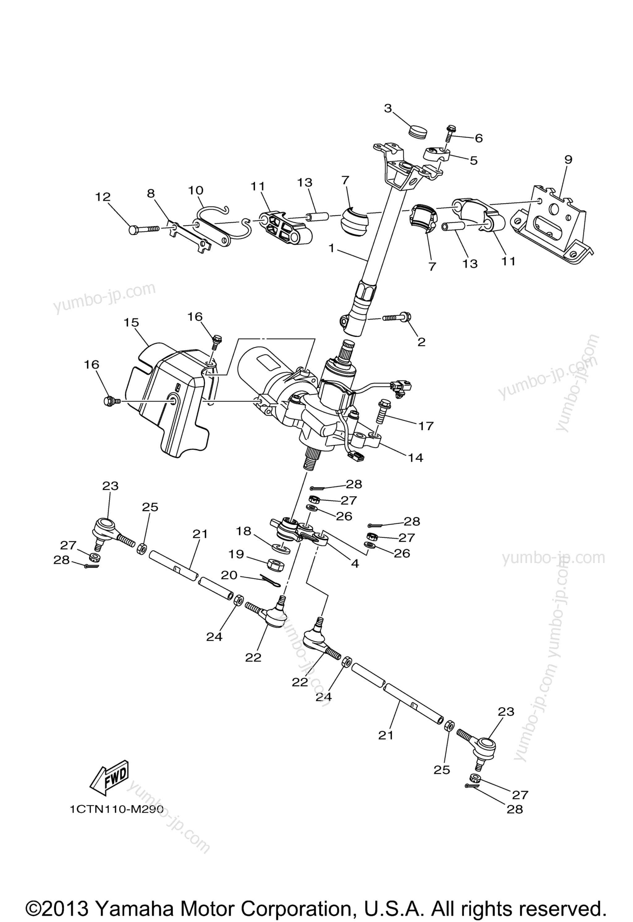 Steering для квадроциклов YAMAHA GRIZZLY 450 EPS (YFM450PER) 2014 г.