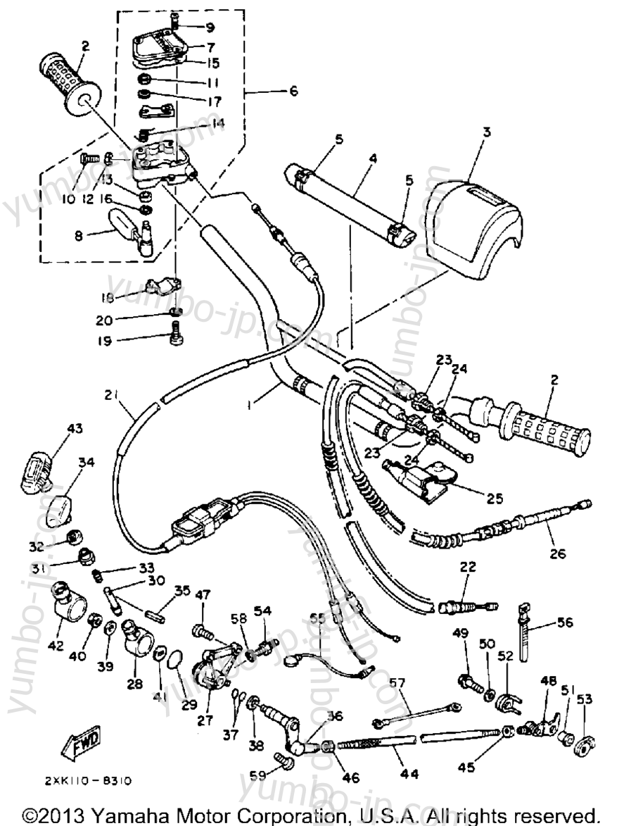 Handlebar Cable для квадроциклов YAMAHA WARRIOR (YFM350XU) 1988 г.