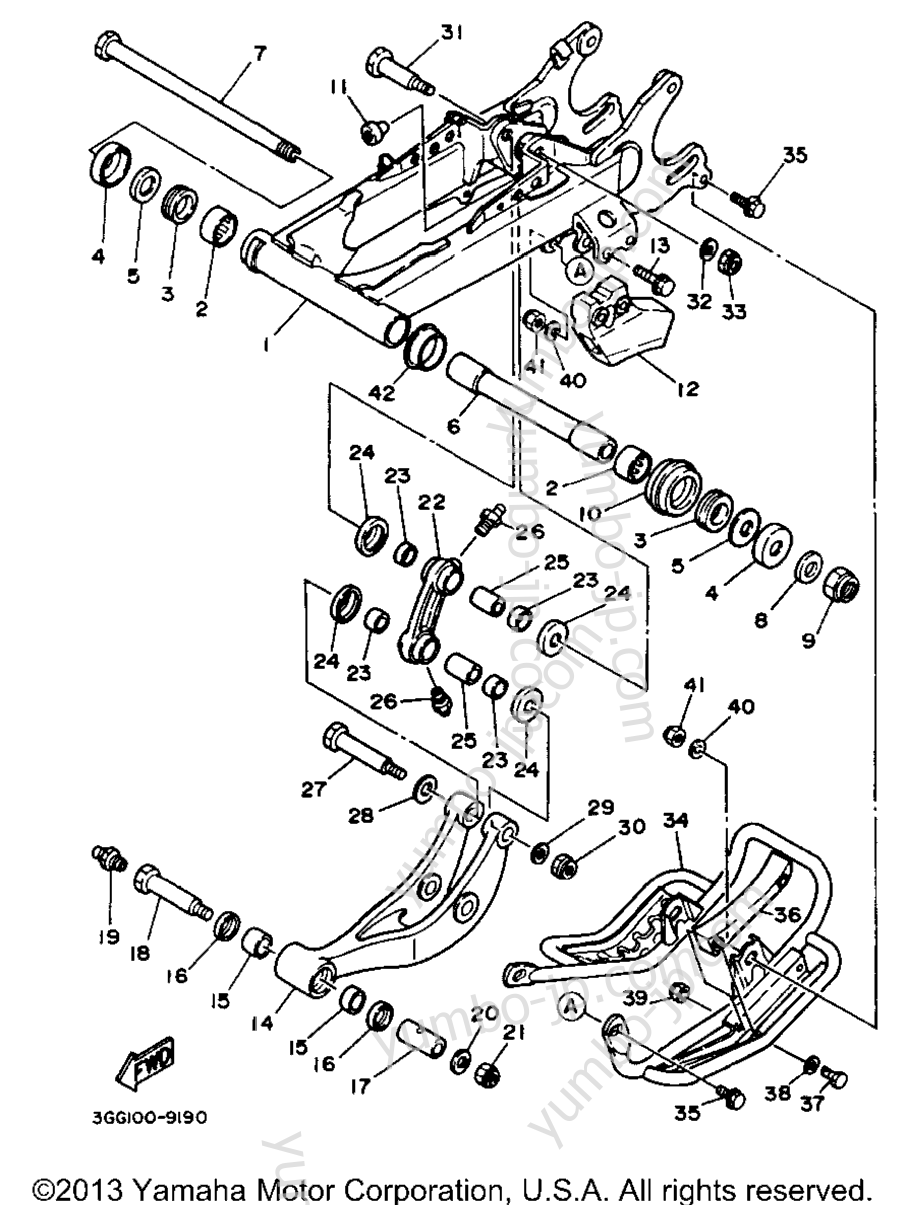 REAR ARM для квадроциклов YAMAHA BANSHEE (YFZ350G_MN) 1995 г.