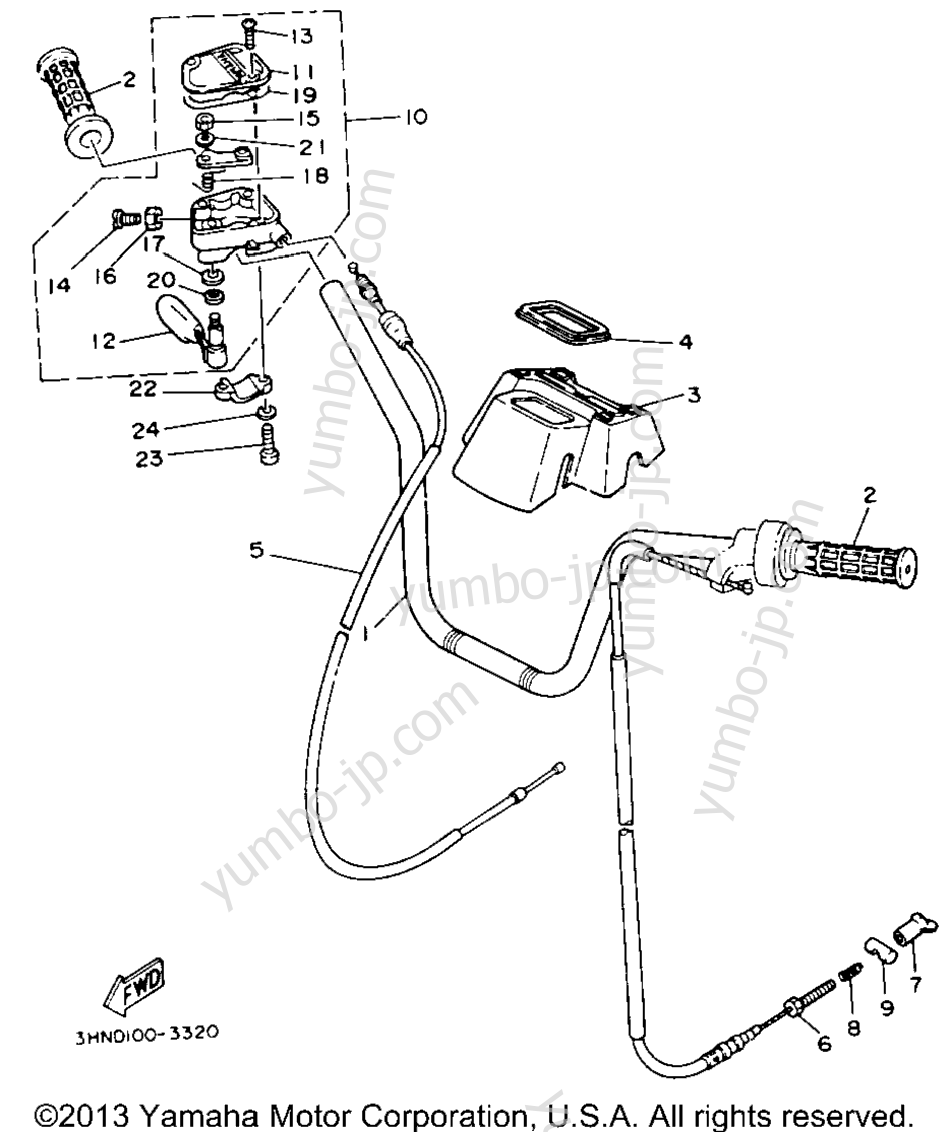 Handlebar - Cable для квадроциклов YAMAHA BIG BEAR 4WD (YFM350FWE) 1993 г.