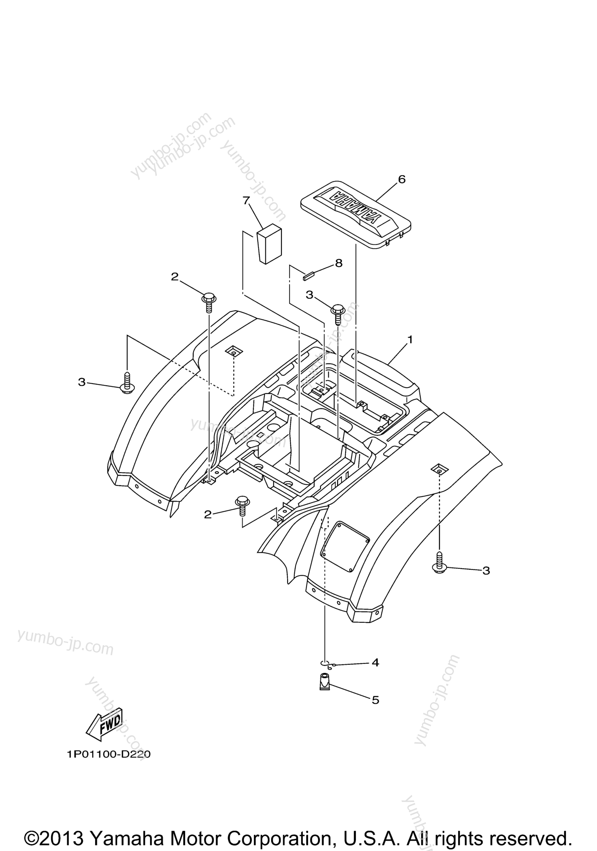 REAR FENDER для квадроциклов YAMAHA BRUIN 250 2WD (YFM25BV) 2006 г.