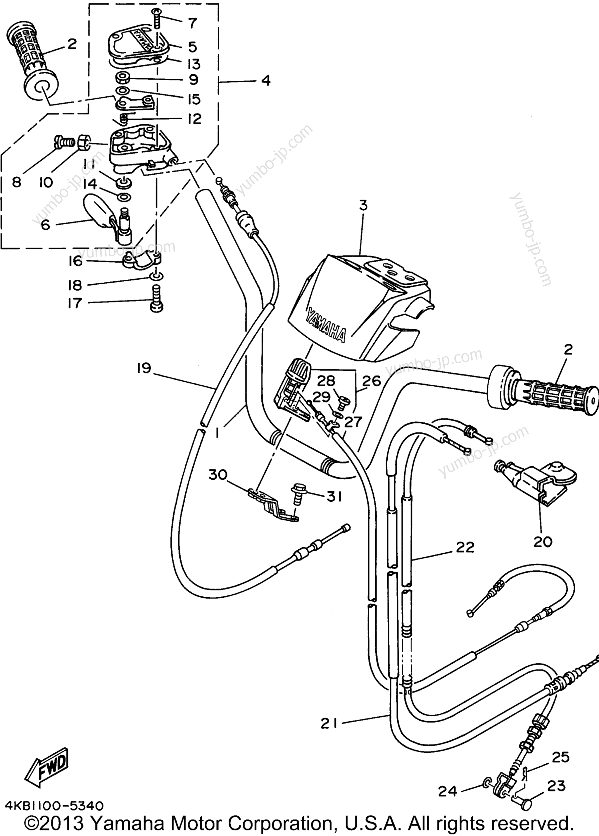 Steering Handle Cable для квадроциклов YAMAHA YFM35FXG 1995 г.