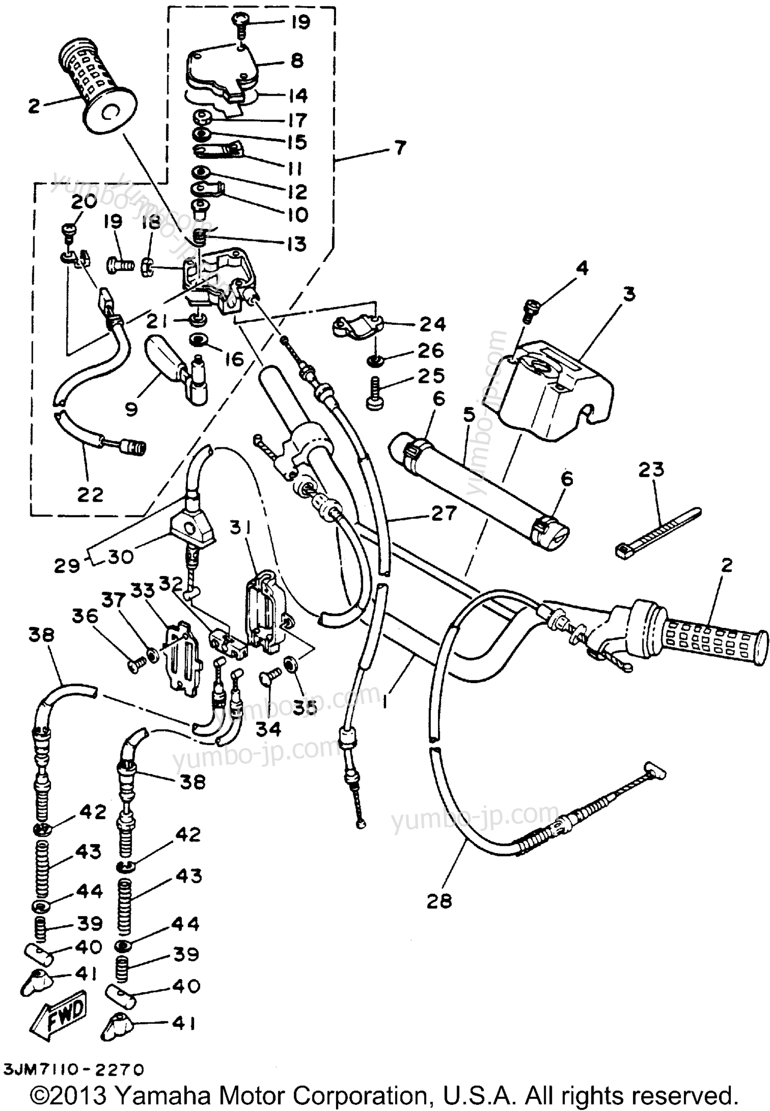 Steering Handle Cable для квадроциклов YAMAHA BLASTER (YFS200F_MN) 1994 г.