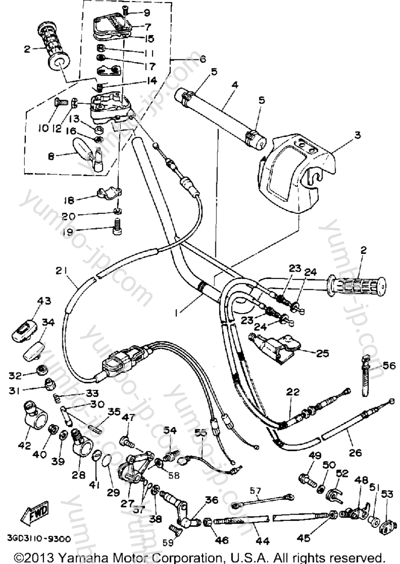 Handlebar Cable для квадроциклов YAMAHA WARRIOR (YFM350XA) 1990 г.