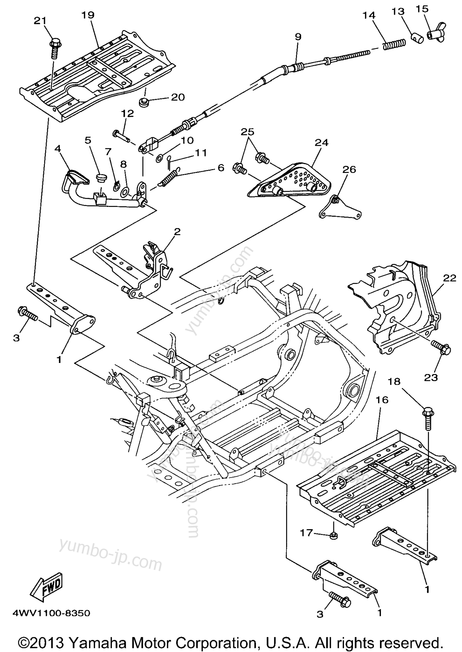 Stand Footrest for ATVs YAMAHA GRIZZLY (YFM600FWAK) 1998 year