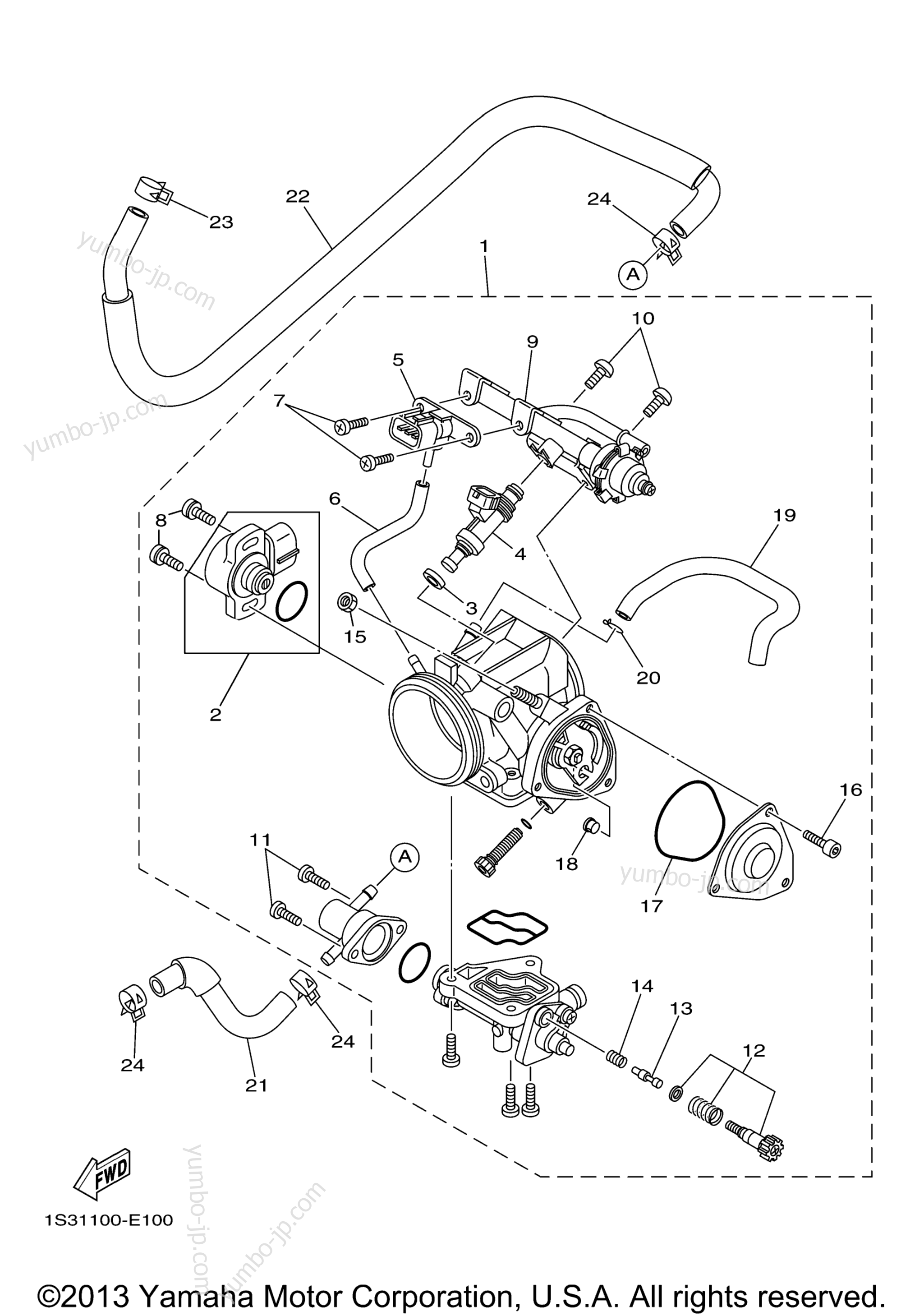 Throttle Body Assy 1 for ATVs YAMAHA RAPTOR 700 SPECIAL EDITION (YFM70RSEW) 2007 year