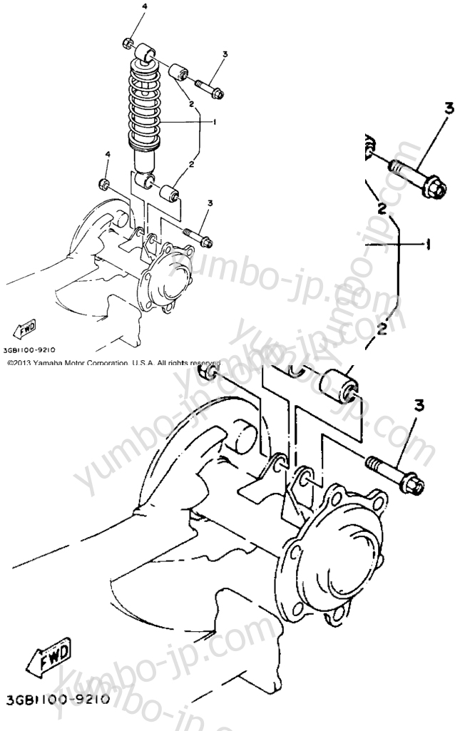 Rear Shocks for ATVs YAMAHA BADGER (YFM80E) 1993 year