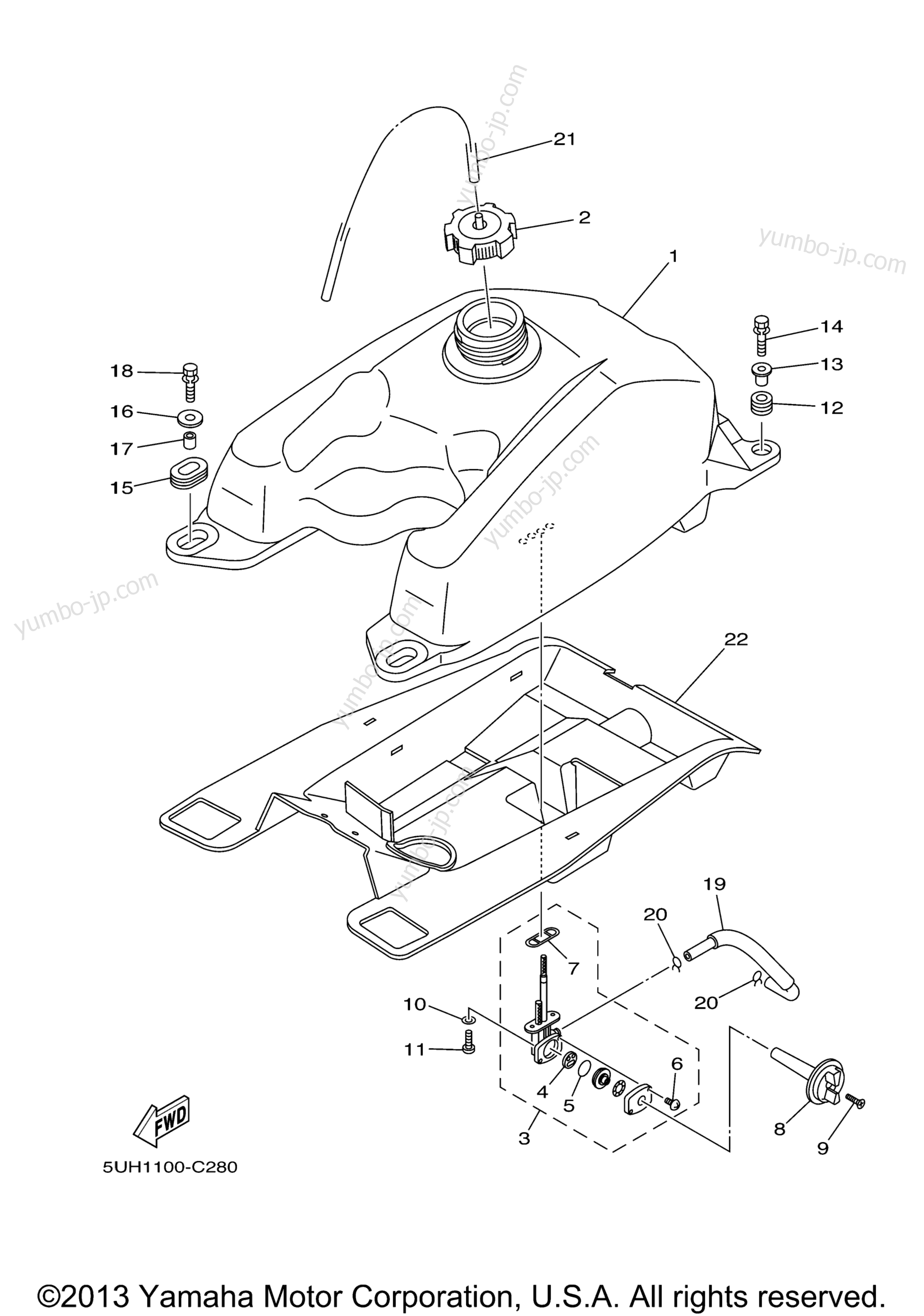 FUEL TANK for ATVs YAMAHA GRIZZLY 350 IRS HUNTER (YFM35FGIHW) 2007 year