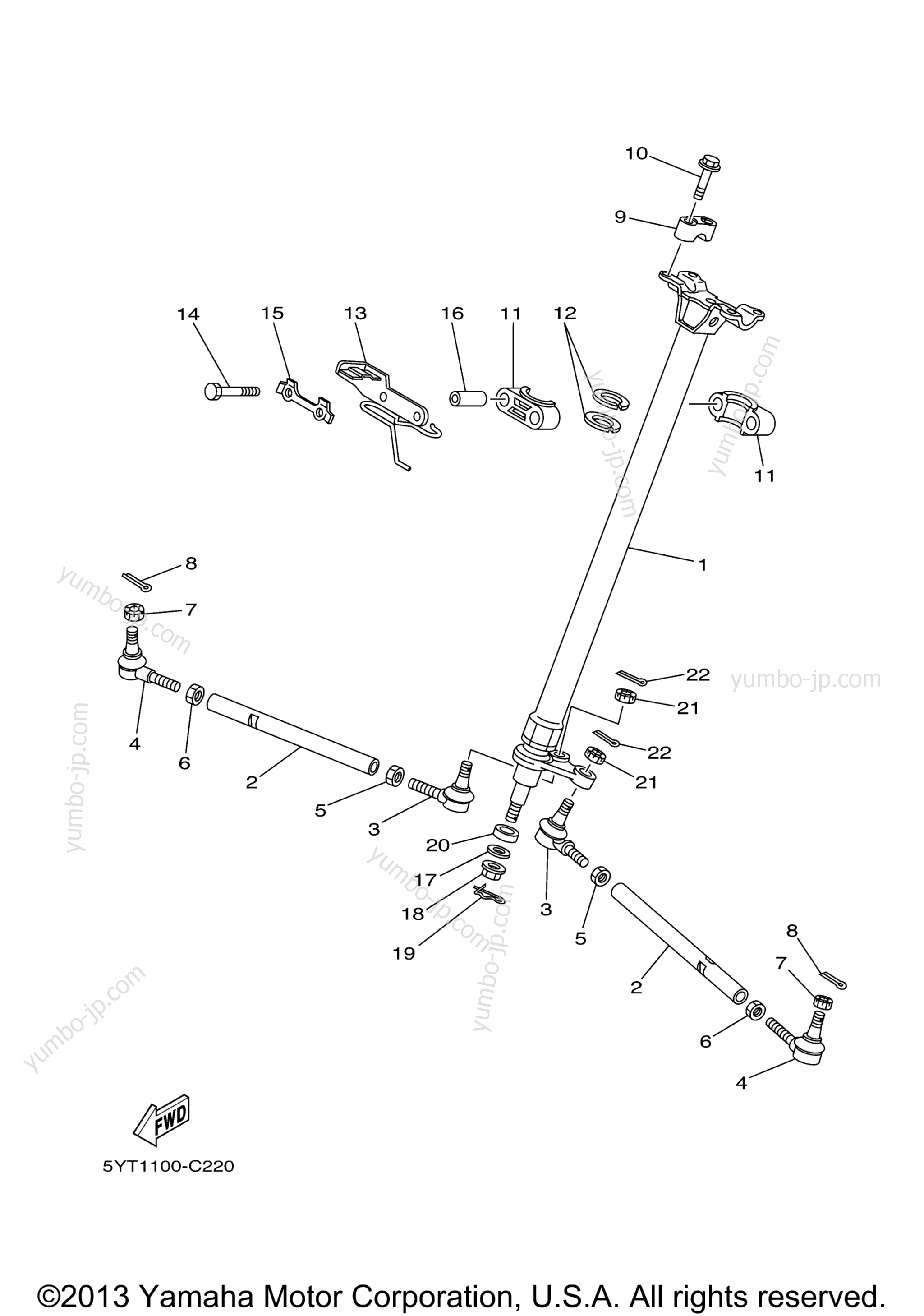 Steering for ATVs YAMAHA RAPTOR 350 (YFM35RW) 2007 year