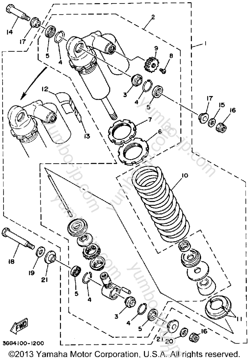 Rear Shocks для квадроциклов YAMAHA BANSHEE (YFZ350B_MN) 1991 г.