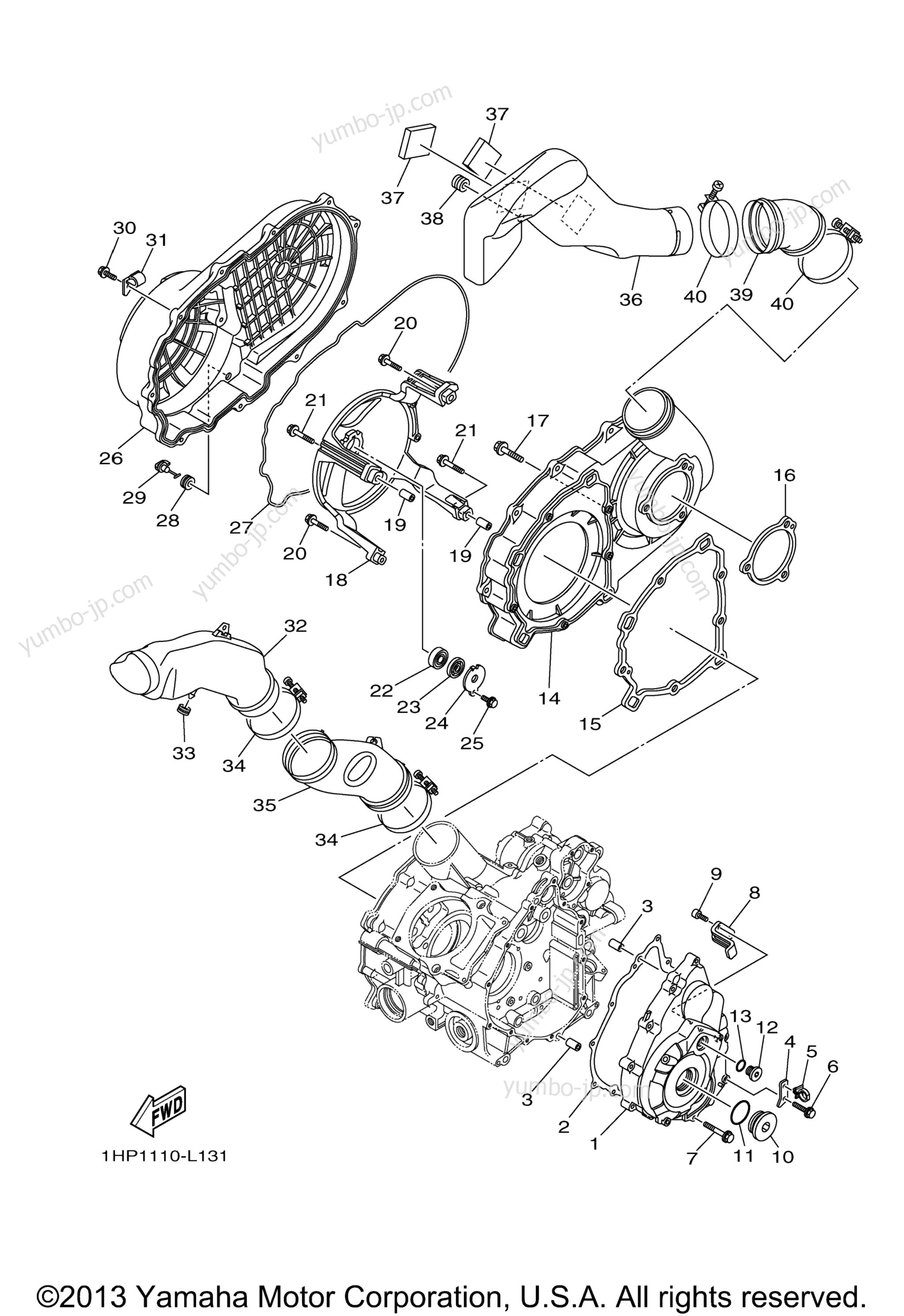 Crankcase Cover 1 для квадроциклов YAMAHA GRIZZLY 550 EPS 4WD (YFM5FGPDR) 2013 г.