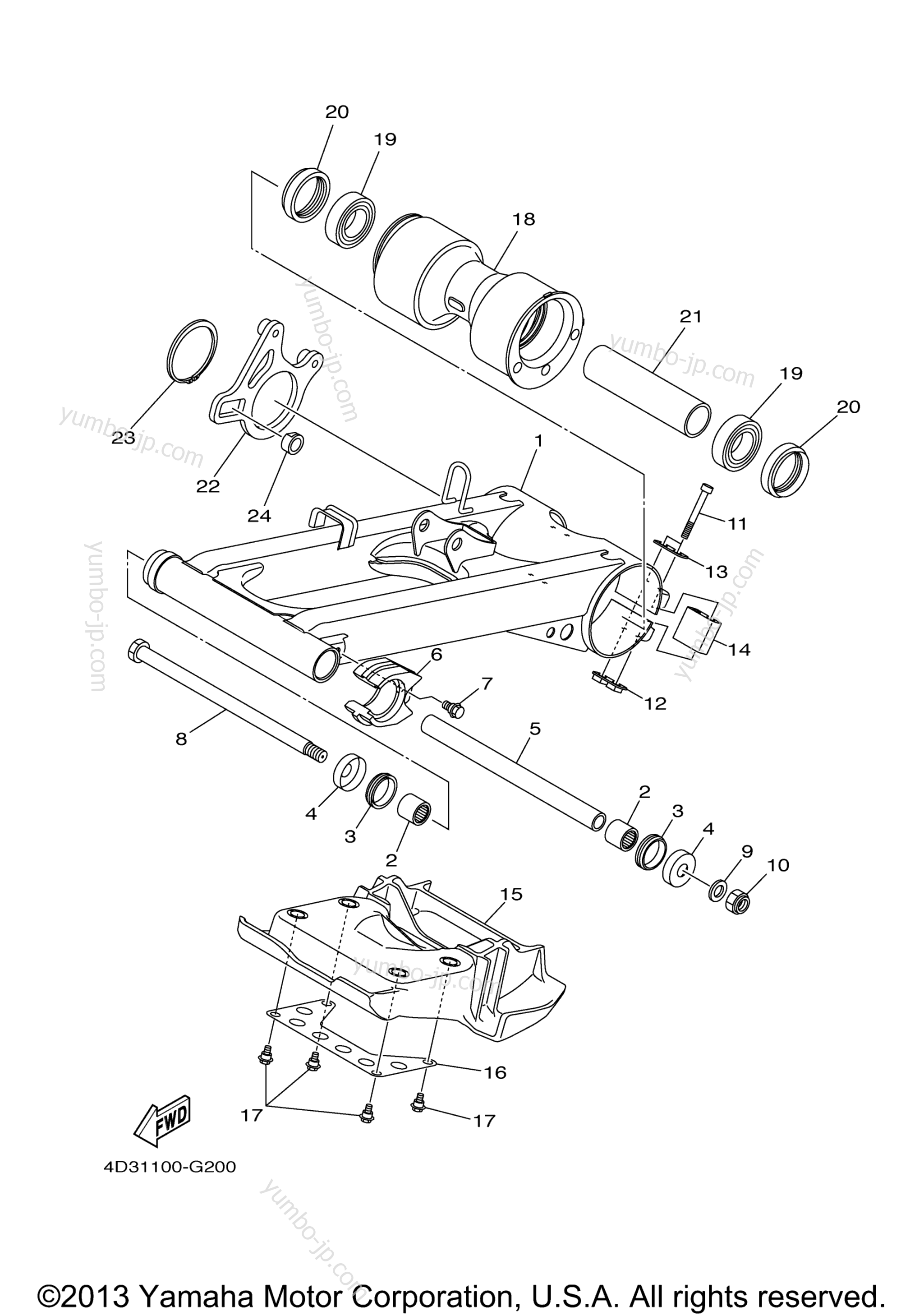 REAR ARM для квадроциклов YAMAHA RAPTOR 250 SPECIAL EDITION II (YFM25RSP2X) 2008 г.