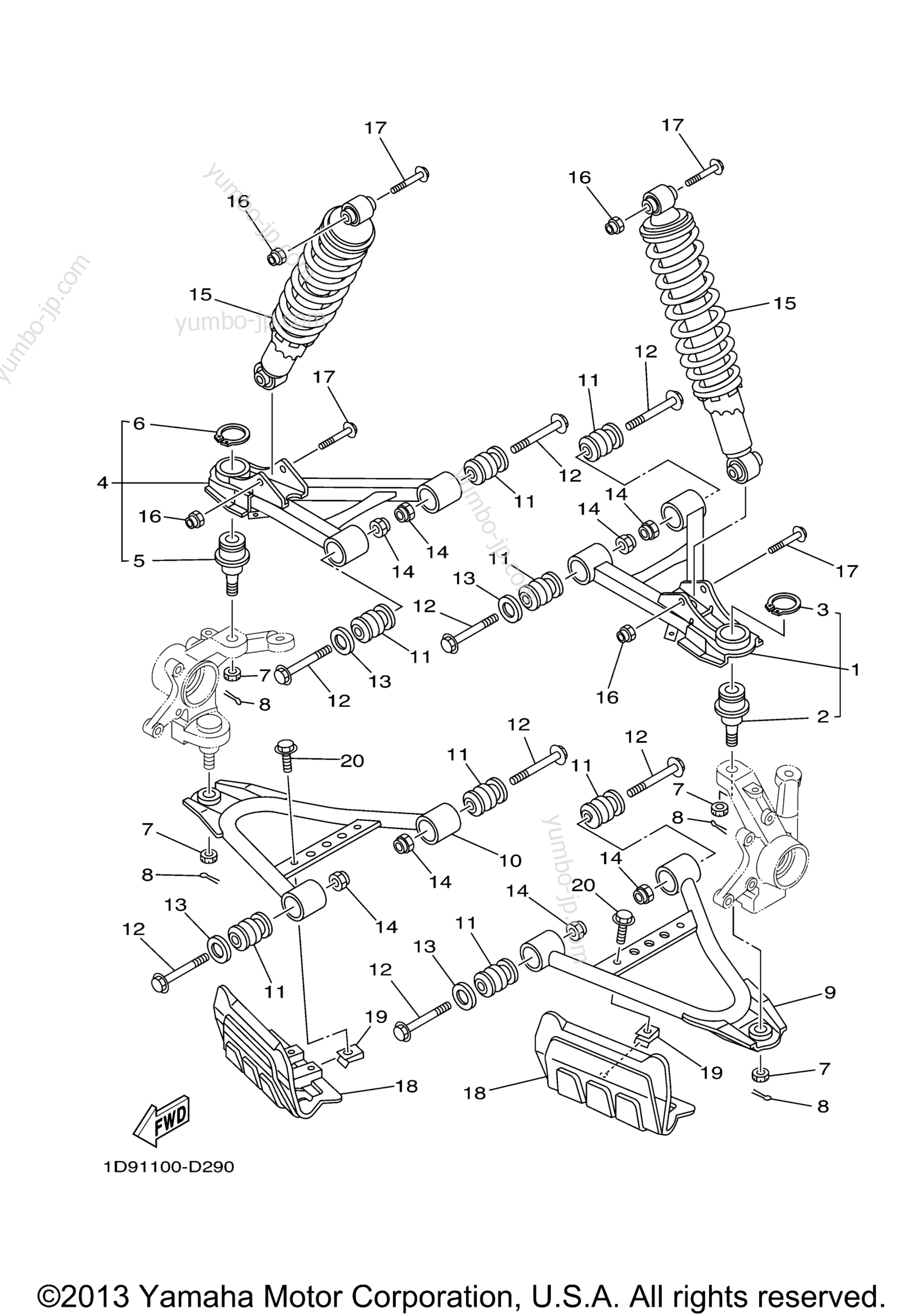 Front Suspension Wheel for ATVs YAMAHA GRIZZLY 350 IRS 4WD (YFM35FGIX) 2008 year