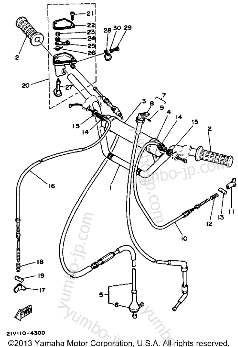 Handlebar-Cable для квадроциклов YAMAHA YTM200N 1985 г.